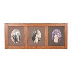 Stickley Style Antique Mission Oak Arts & Crafts Triple Picture Frame, 1910