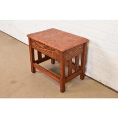 Stickley Style Antique Mission Oak Arts & Crafts Upholstered Footstool