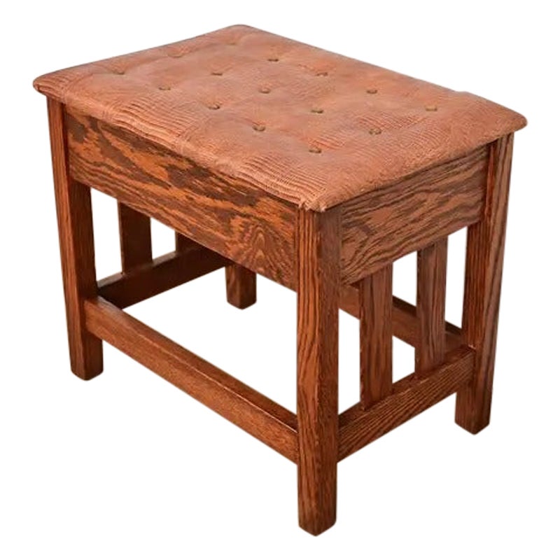 Stickley Style Antike Mission Arts 
Crafts Eiche gepolstert Fußhocker im Angebot