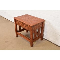 Stickley Style Antique Mission Oak Arts 
Crafts Upholstered Footstool