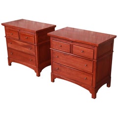 Retro Stickley Style Arts & Crafts Cherrywood Nightstands or Bachelor Chests, Pair