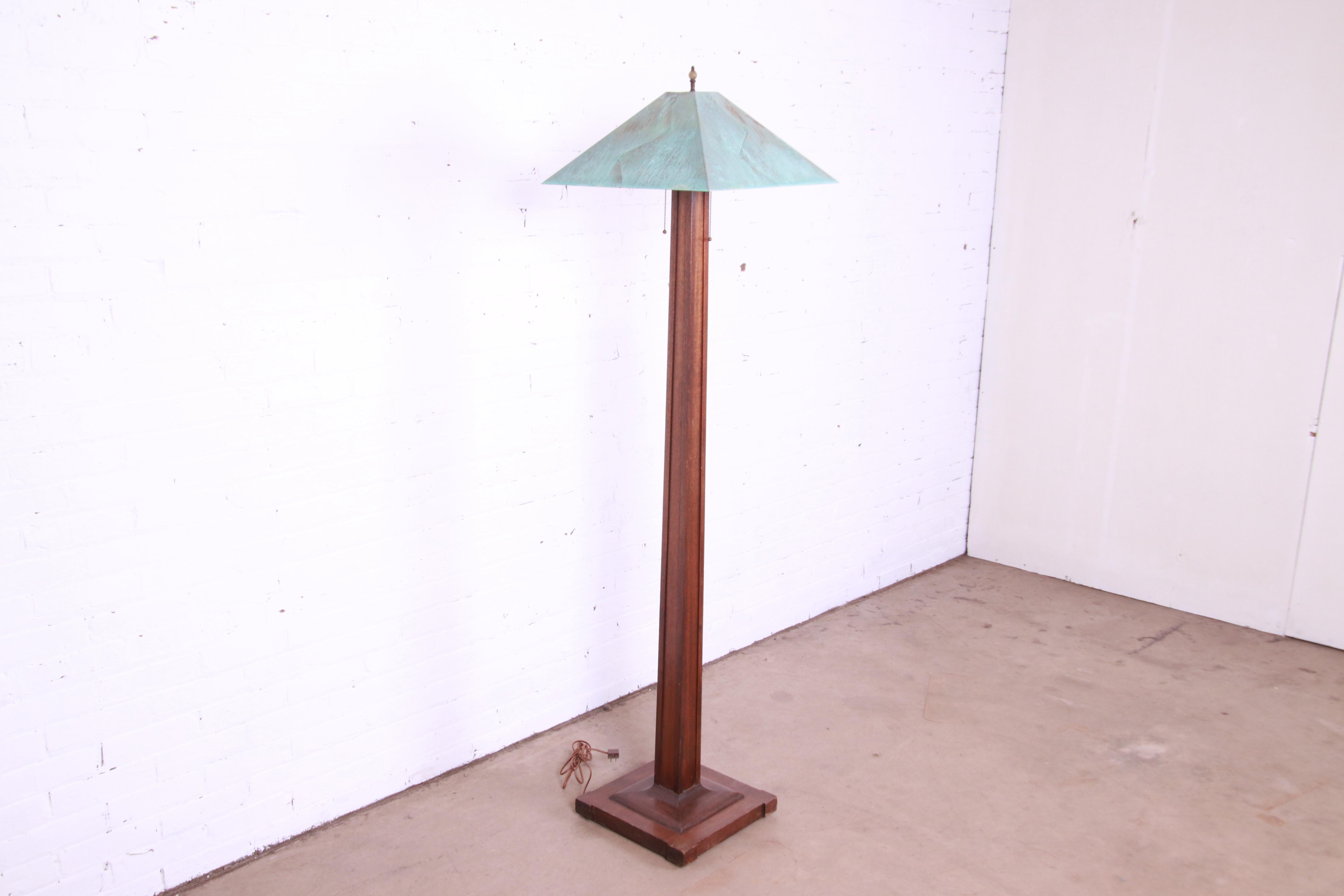 Arts and Crafts Stickley Style Arts & Crafts Oak and Copper Floor Lamp