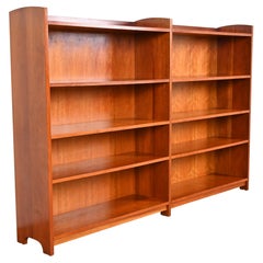 Stickley Style Arts & Crafts Studio Crafted Cherry Wood Double Bookcase