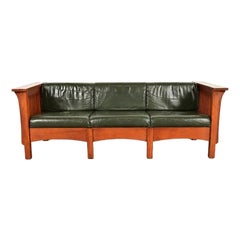 Stickley Style Mission Oak Arts and Crafts Spindle Settle Sofa