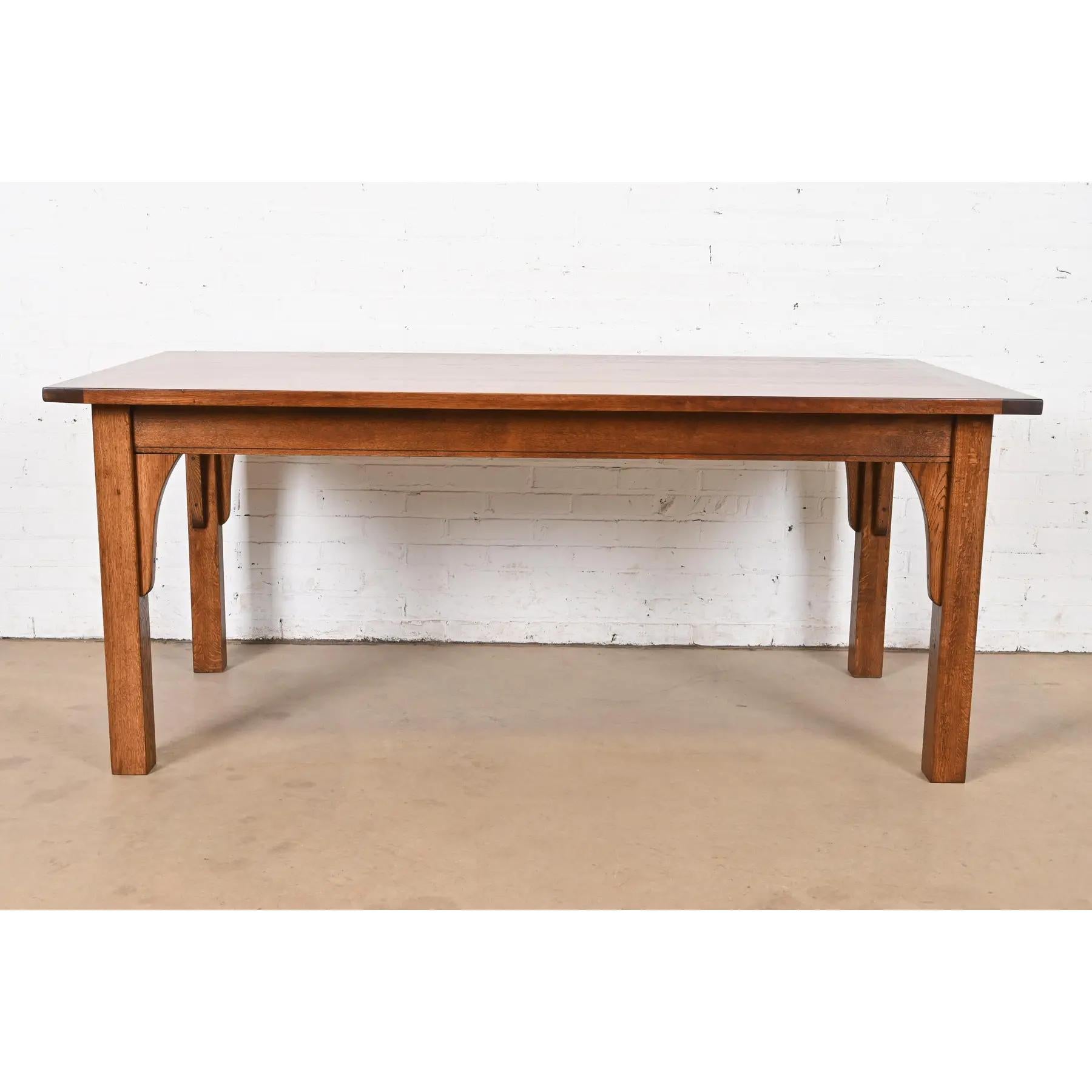 American Stickley Style Mission Oak Arts & Crafts Dining Table, Newly Refinished For Sale