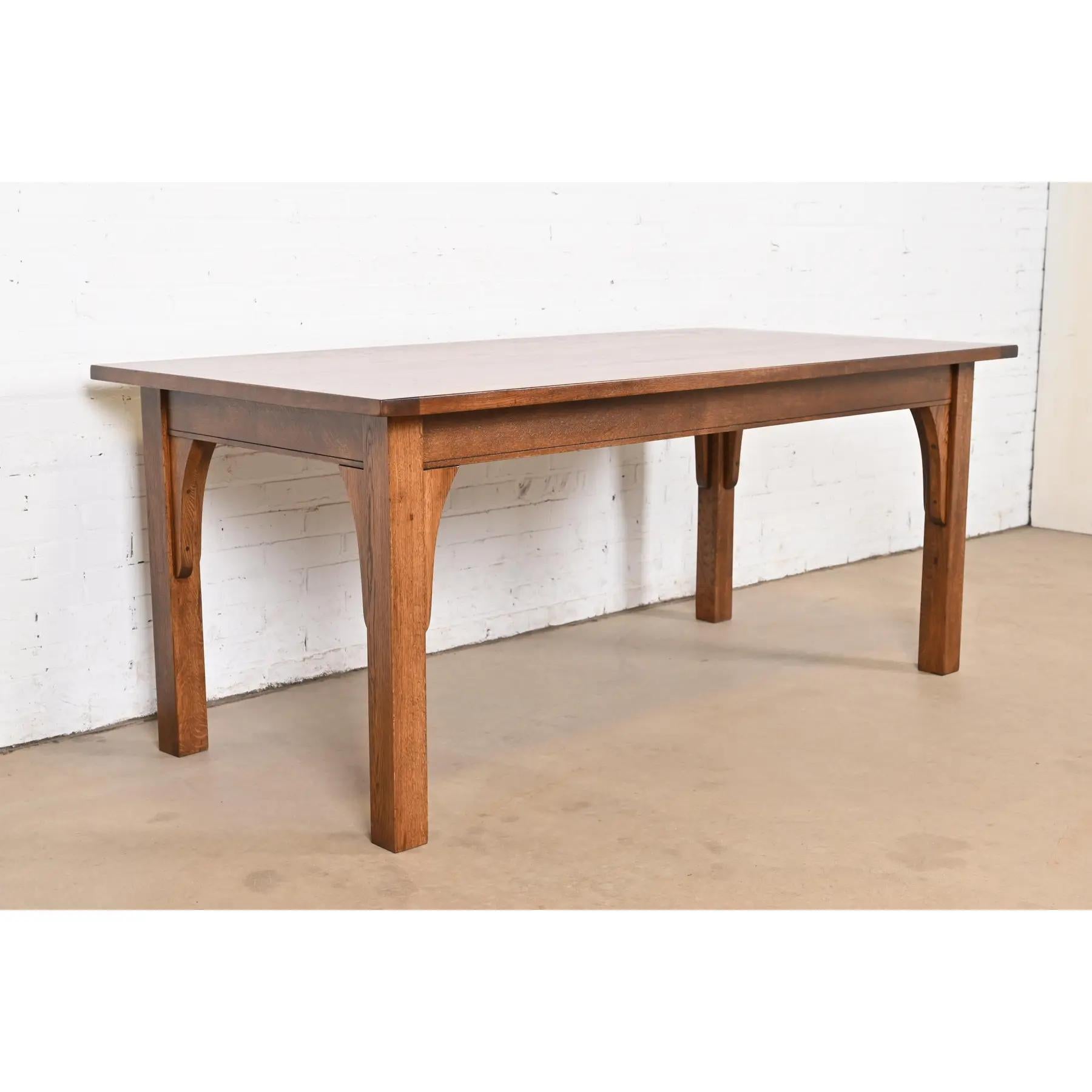 20th Century Stickley Style Mission Oak Arts & Crafts Dining Table, Newly Refinished For Sale