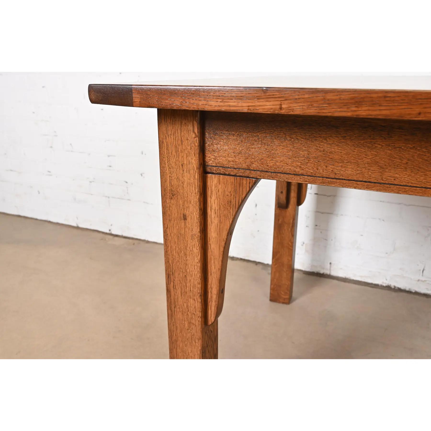 Stickley Style Mission Oak Arts & Crafts Dining Table, Newly Refinished For Sale 2