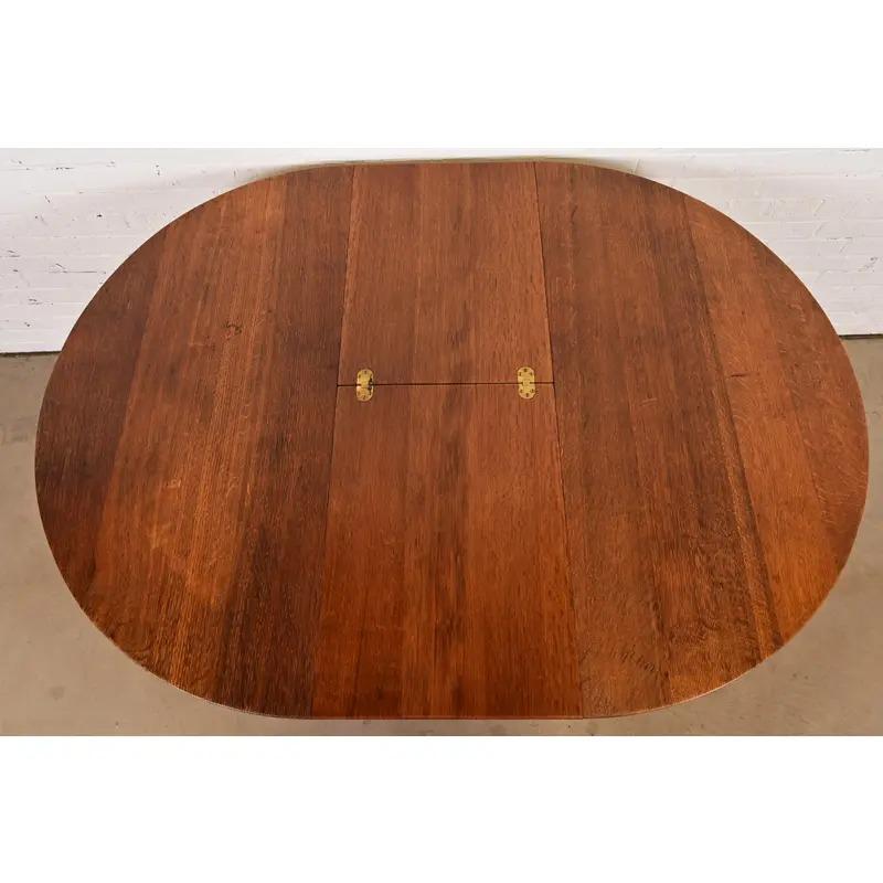 Table de salle à manger à rallonge en Oak Arts & Crafts de style Mission Stickley en vente 3