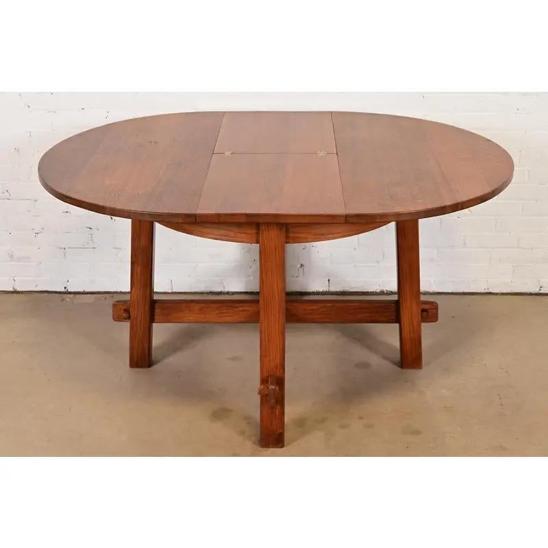 Table de salle à manger à rallonge en Oak Arts & Crafts de style Mission Stickley en vente 1