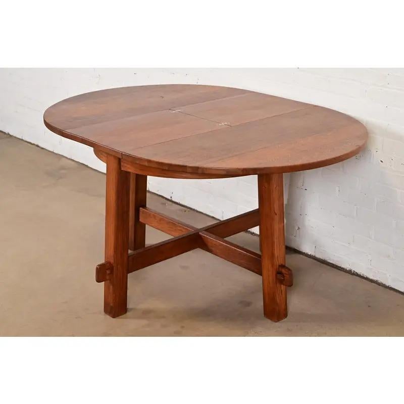 Table de salle à manger à rallonge en Oak Arts & Crafts de style Mission Stickley en vente 2