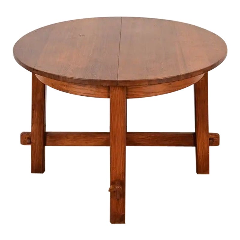 Table de salle à manger à rallonge en Oak Arts & Crafts de style Mission Stickley