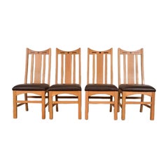 Sedie da pranzo con schienale alto in stile Mission Arts 
Crafts di Oak, set di quattro persone