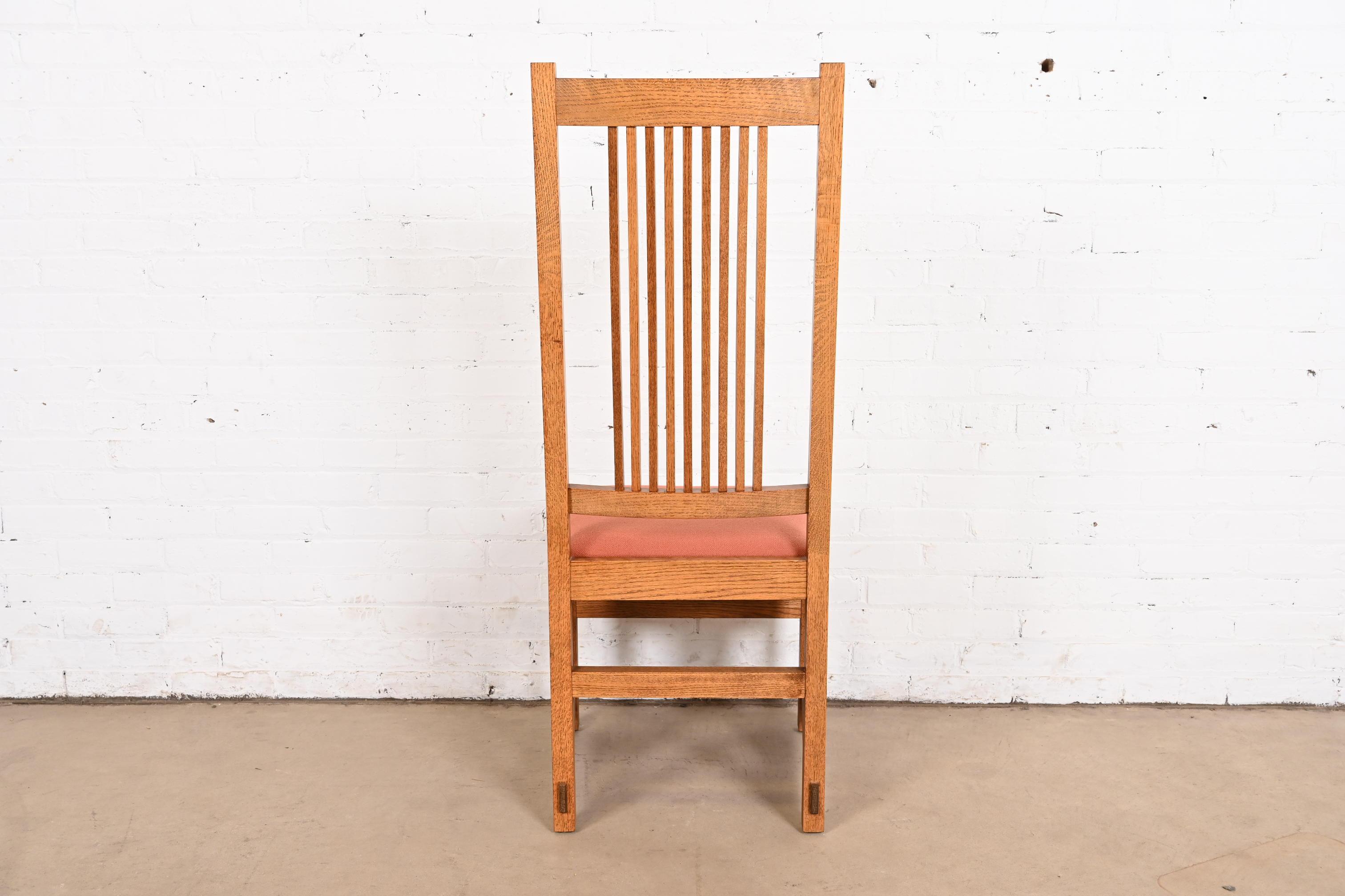 Stickley Style Mission Oak Arts & Crafts High Back Spindle Dining Chairs For Sale 4
