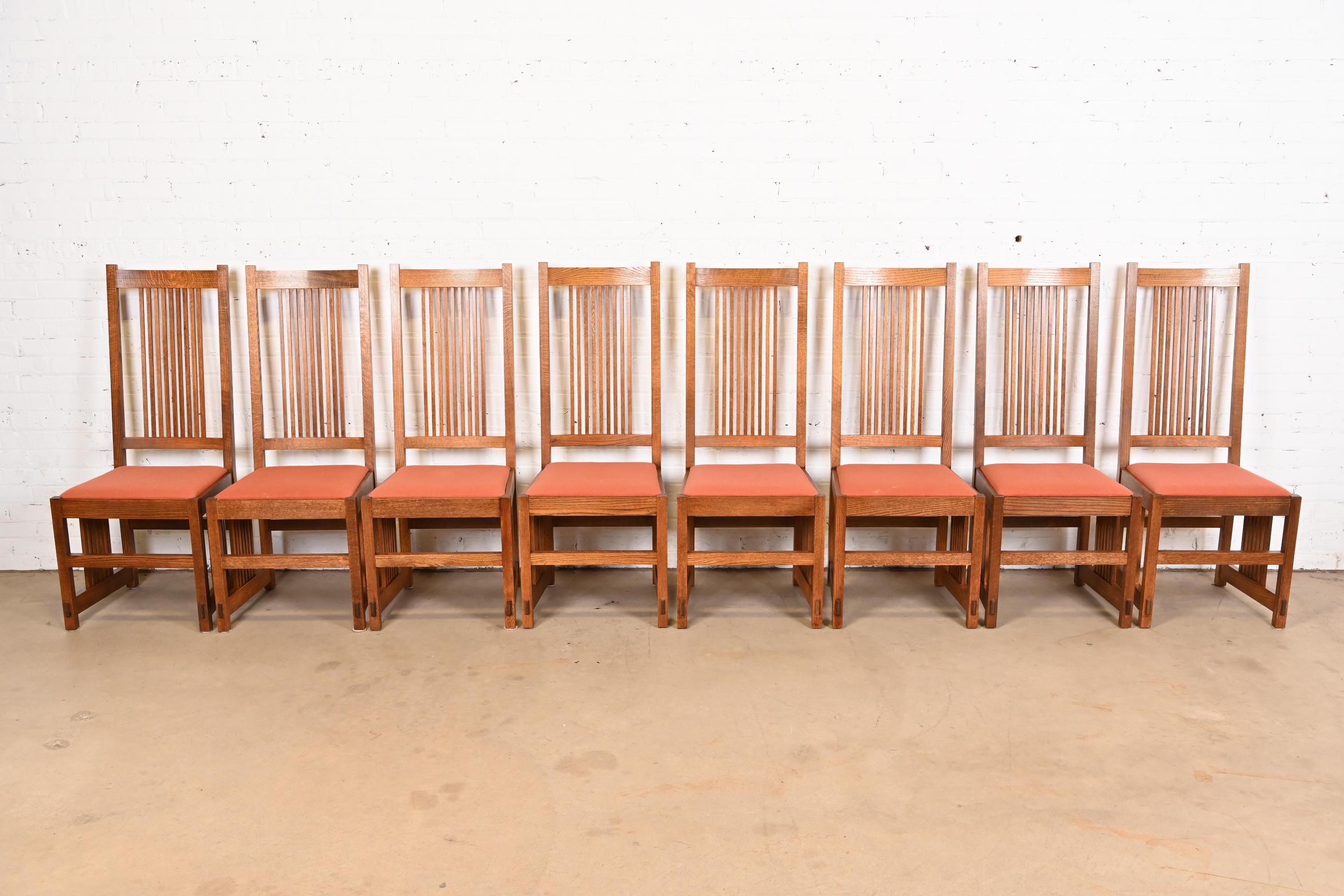 Sillas de Comedor de Husillo Alto Estilo Stickley Mission Oak Arts & Crafts Estadounidense