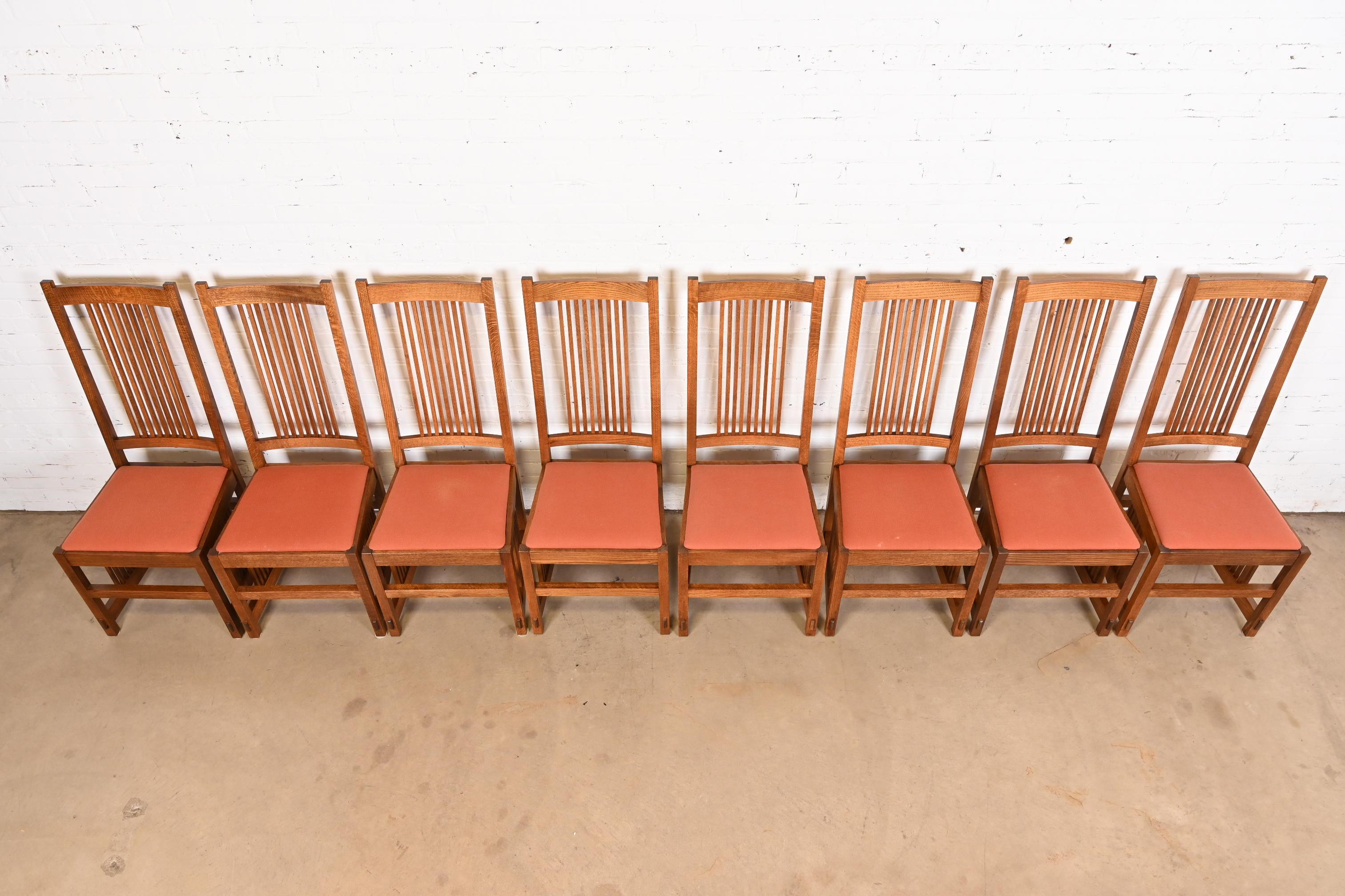 Sillas de Comedor de Husillo Alto Estilo Stickley Mission Oak Arts & Crafts siglo XX