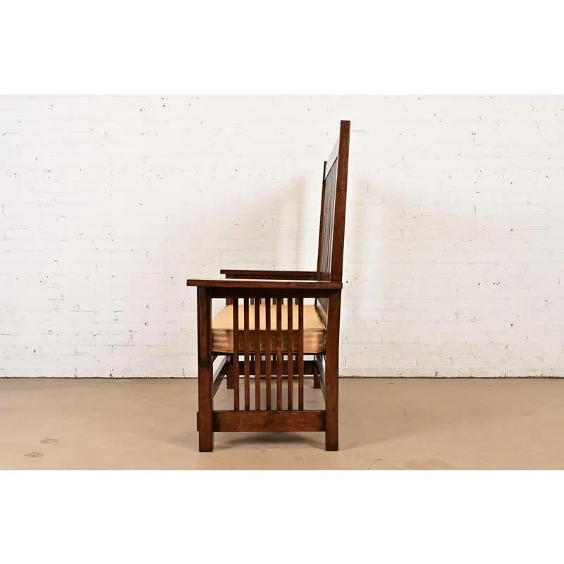 Stickley Style Mission Arts & Crafts Eiche Spindel Bank oder Settee im Angebot 4