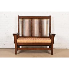 Stickley Style Mission Oak Arts & Crafts Spindle Bench or Settee