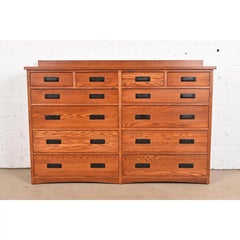 Stickley Style Mission Oak Arts & Crafts Twelve-Drawer Dresser Chest