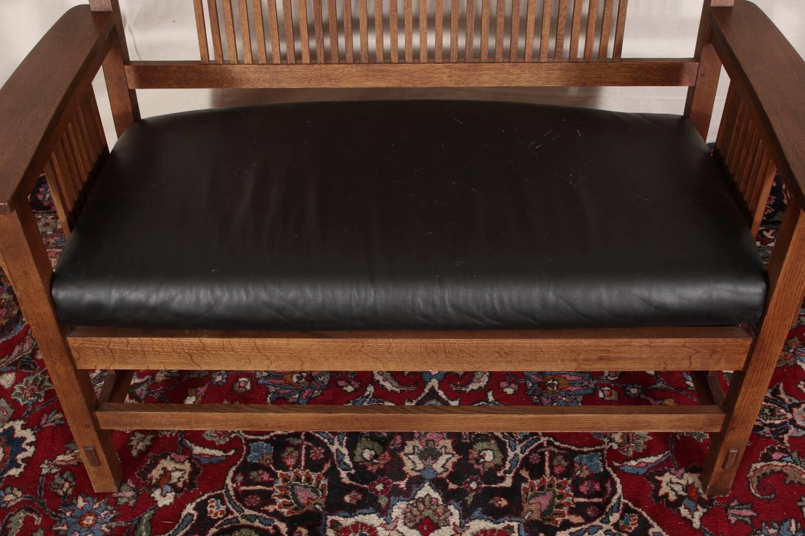 Stickley Tall Back Settee In Good Condition In Bridgeport, CT