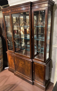 Stickley Two Part Lighted Mahogany Breakfront with Glazed Doors
