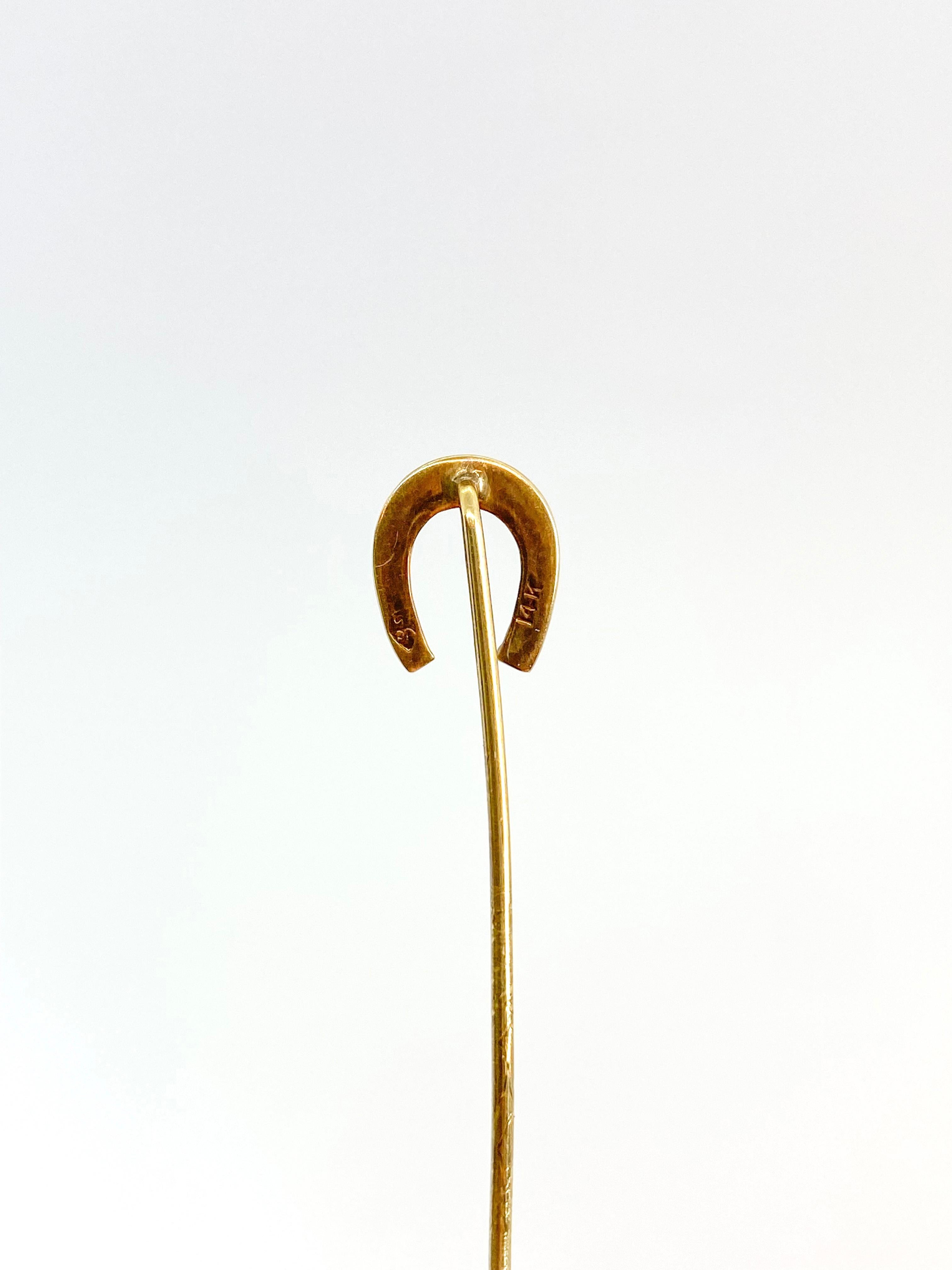 Uncut Stickpin 14 Karat Yellow Gold and Pearl For Sale