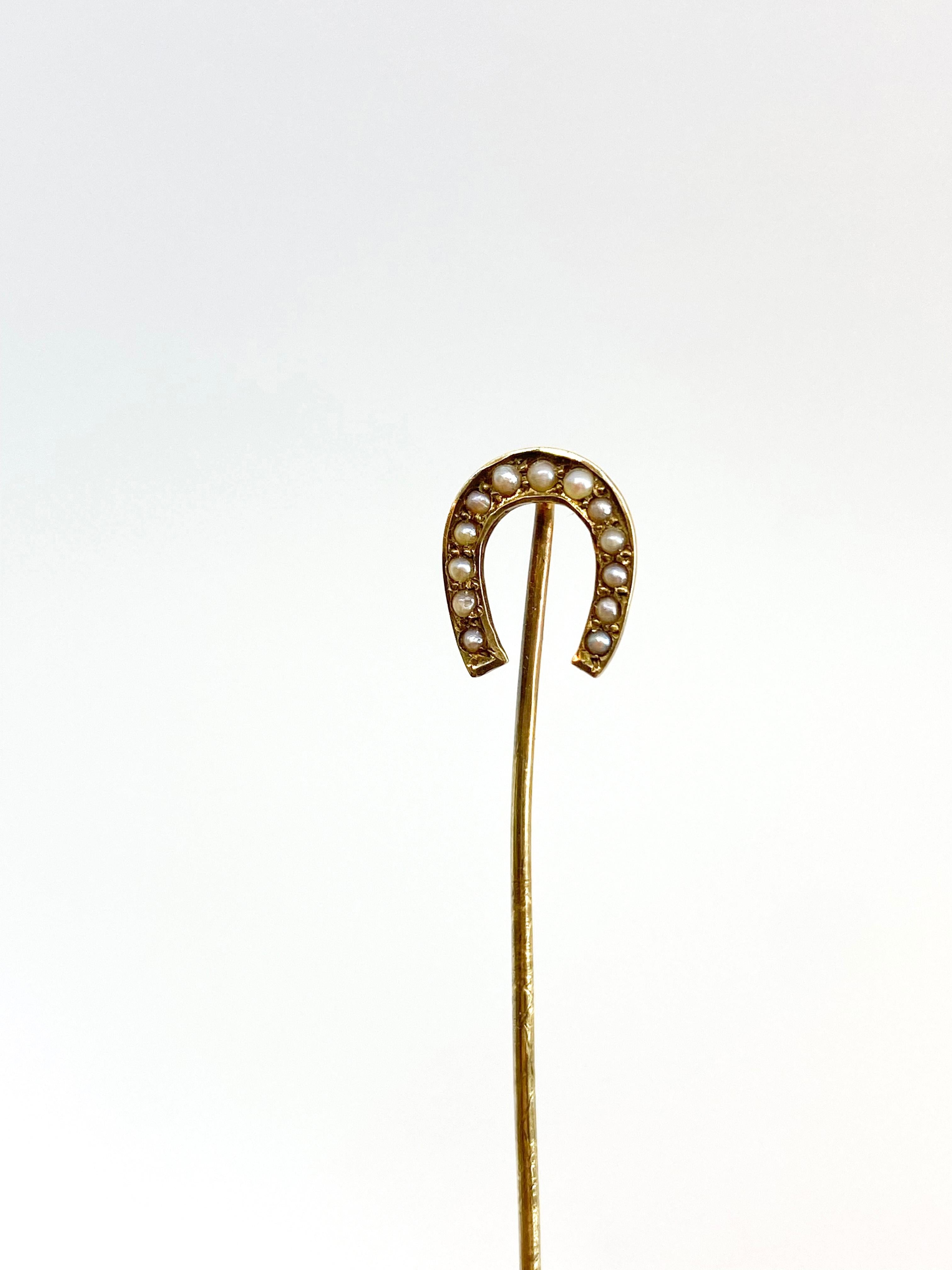 Stickpin 14 Karat Yellow Gold and Pearl In Good Condition For Sale In Orimattila, FI