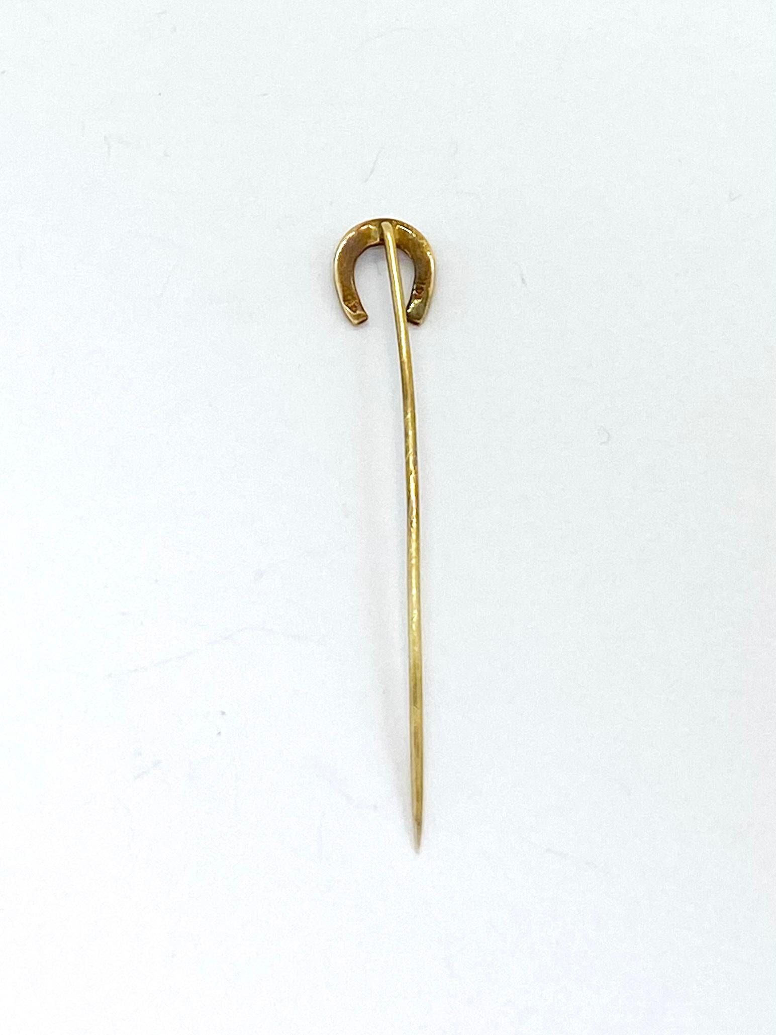 Stickpin 14 Karat Yellow Gold and Pearl For Sale 1