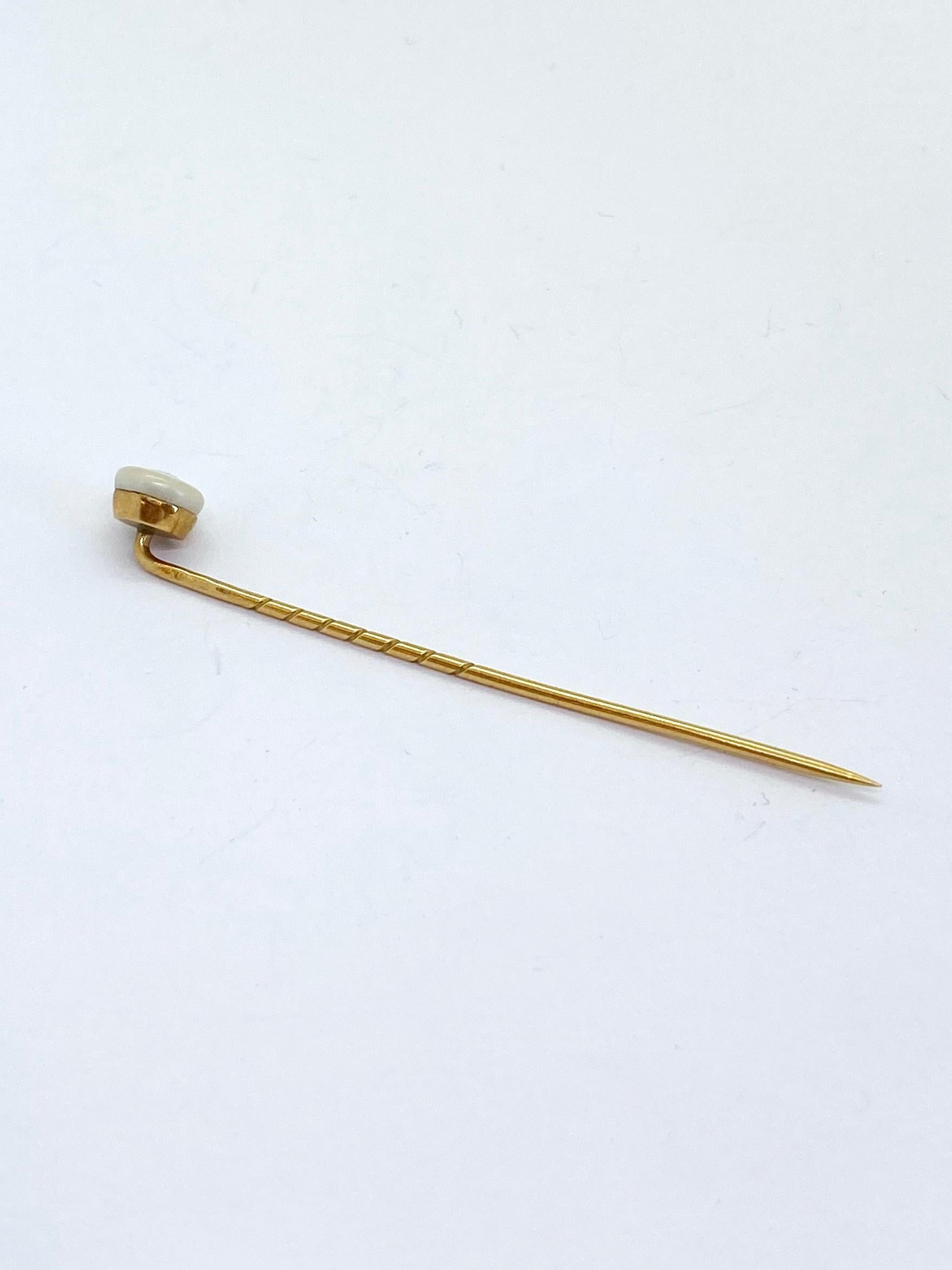 Stickpin 18 Karat Yellow Gold and Pearl For Sale 2