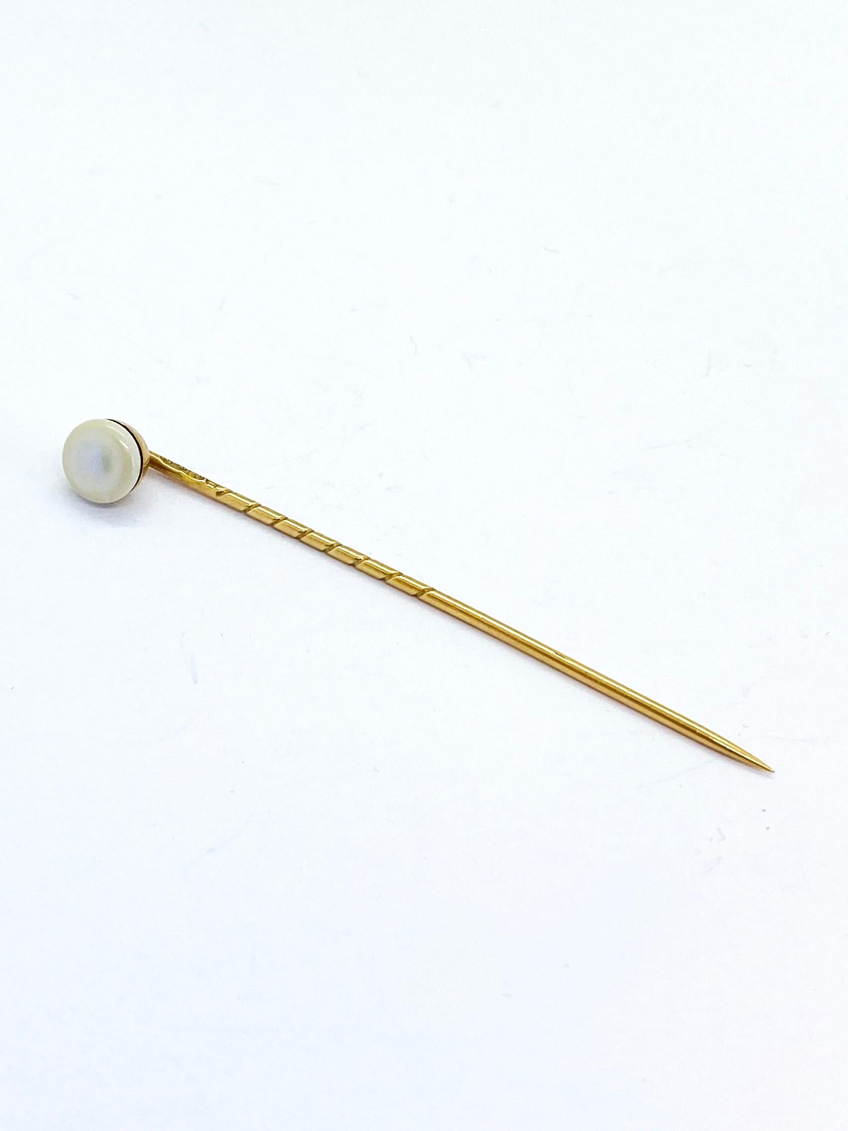 Stickpin 18 Karat Yellow Gold and Pearl For Sale 3