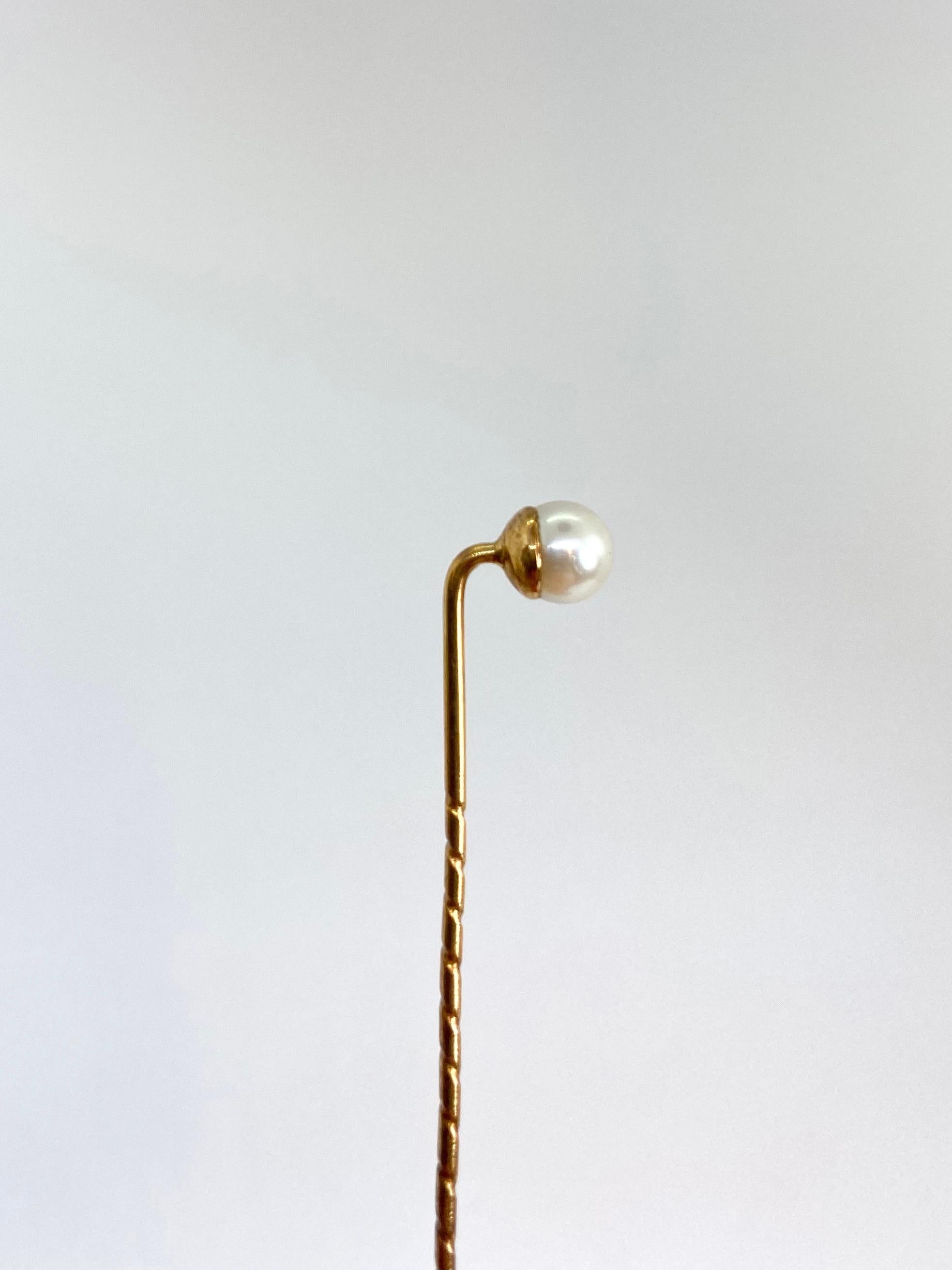 Uncut Stickpin Gold and Pearl Finland For Sale