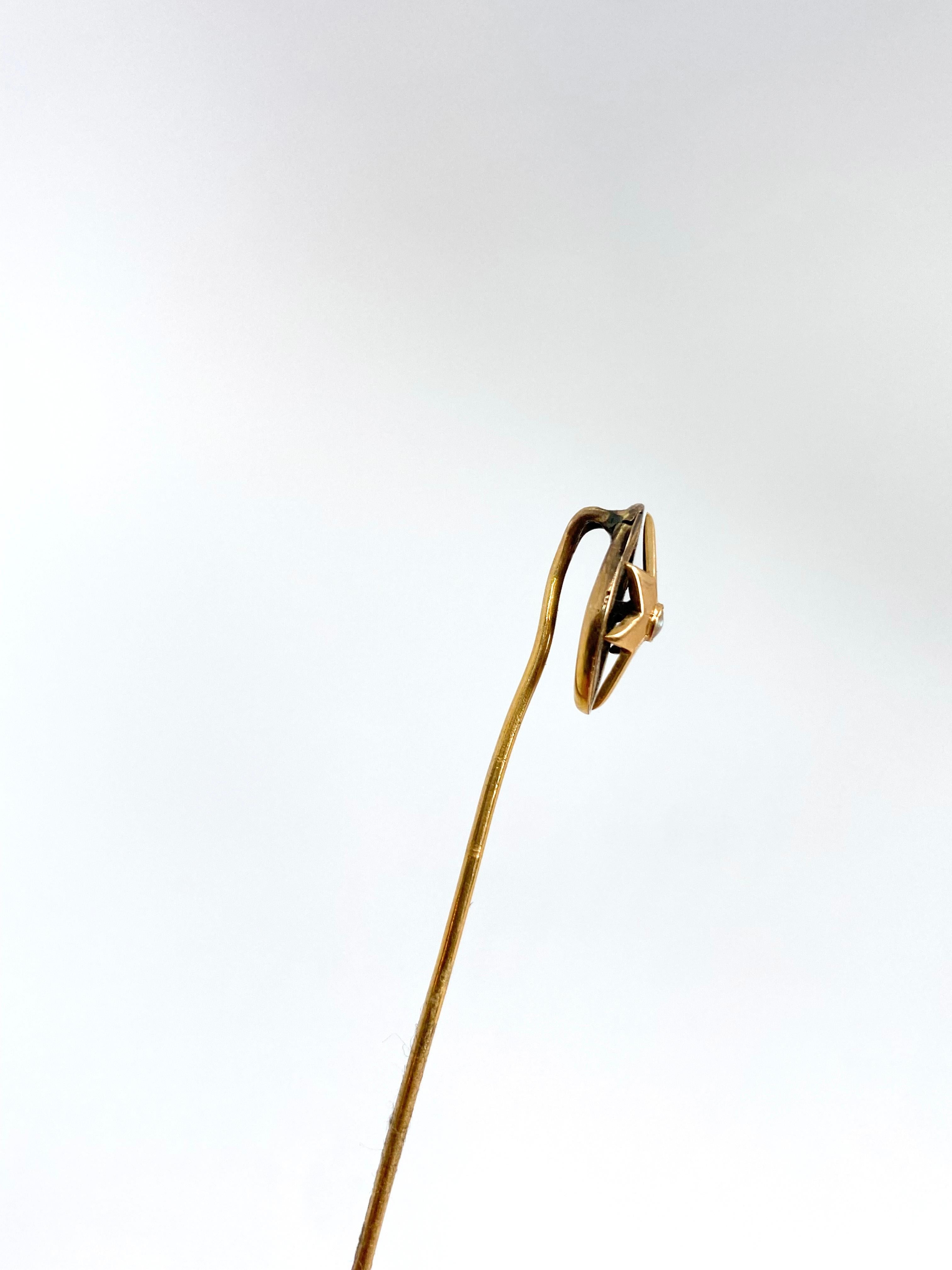 Early Victorian Stickpin Gold and Pearl For Sale