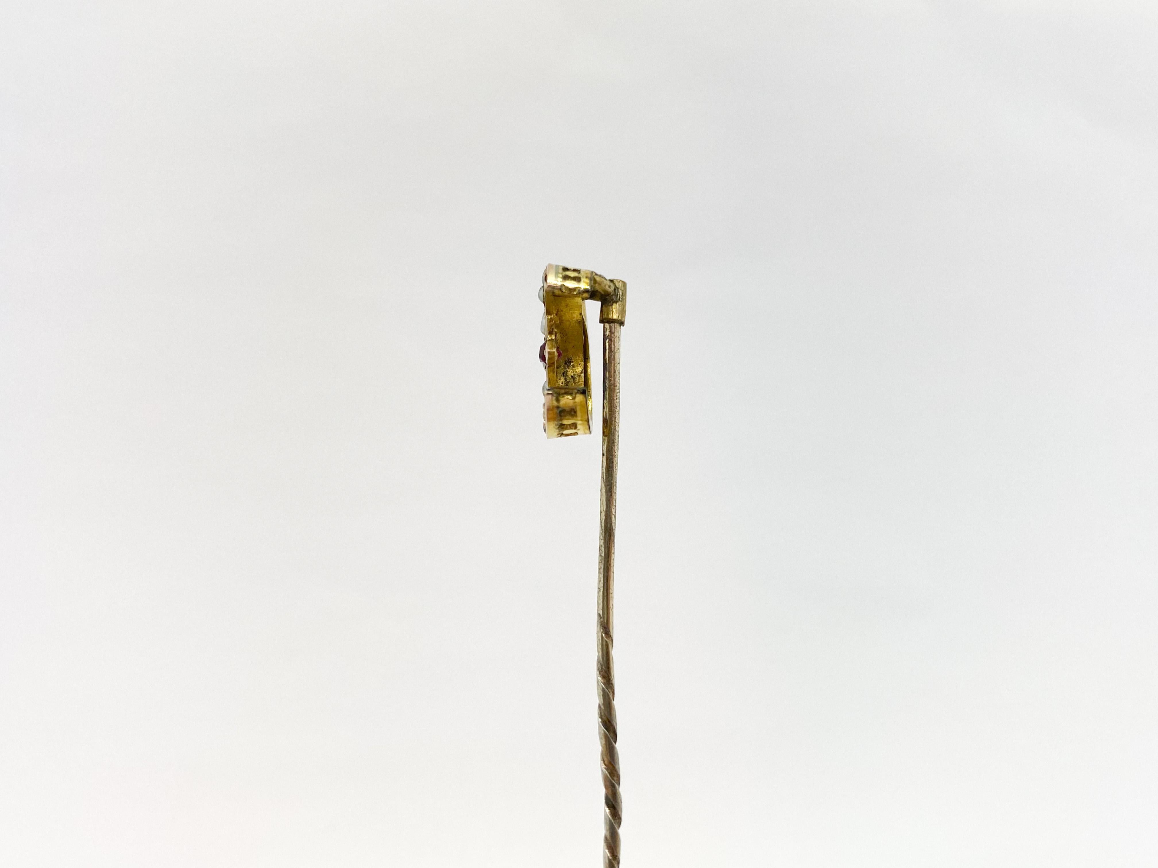 Stickpin Gold and Pearl In Good Condition For Sale In Orimattila, FI