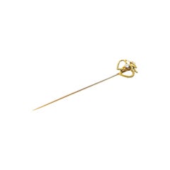 Antique double heart stick pin with a diamond