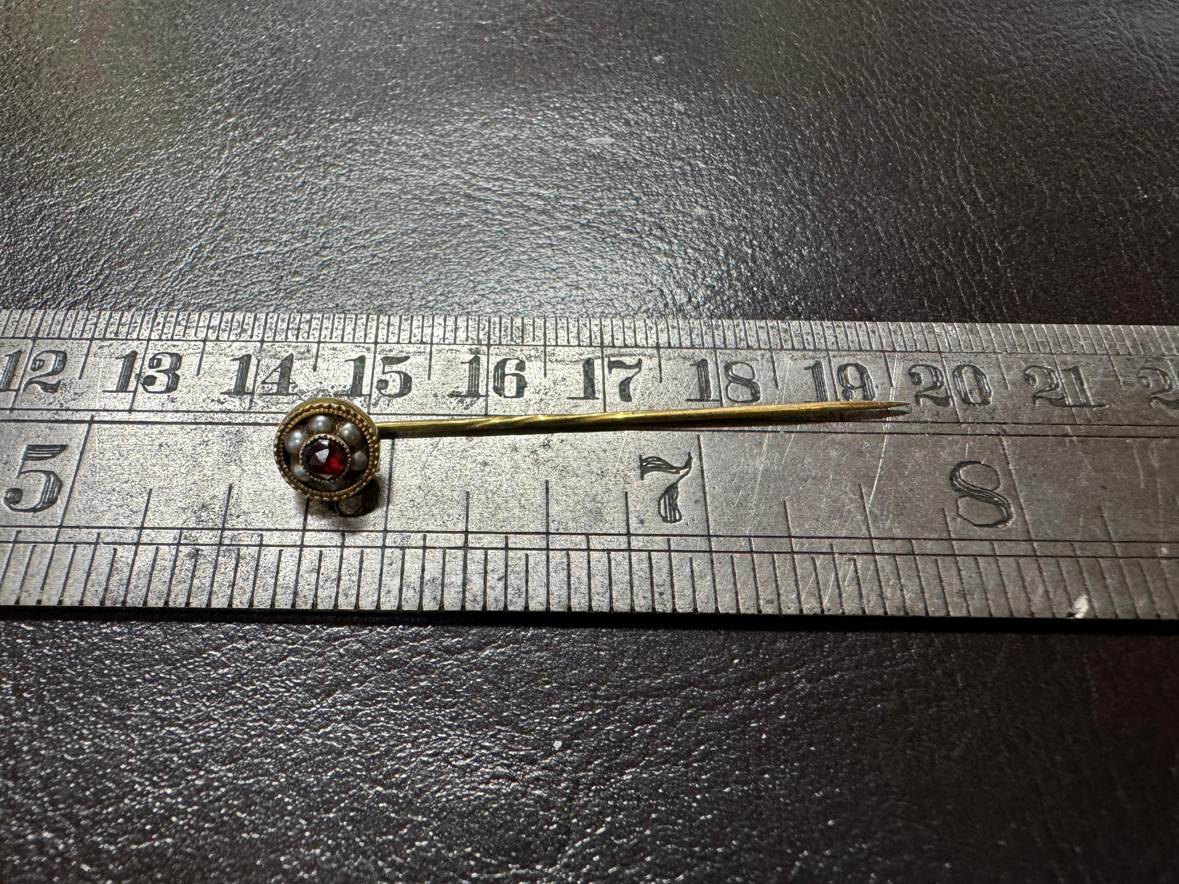Uncut Stickpin Pearl and Stone For Sale