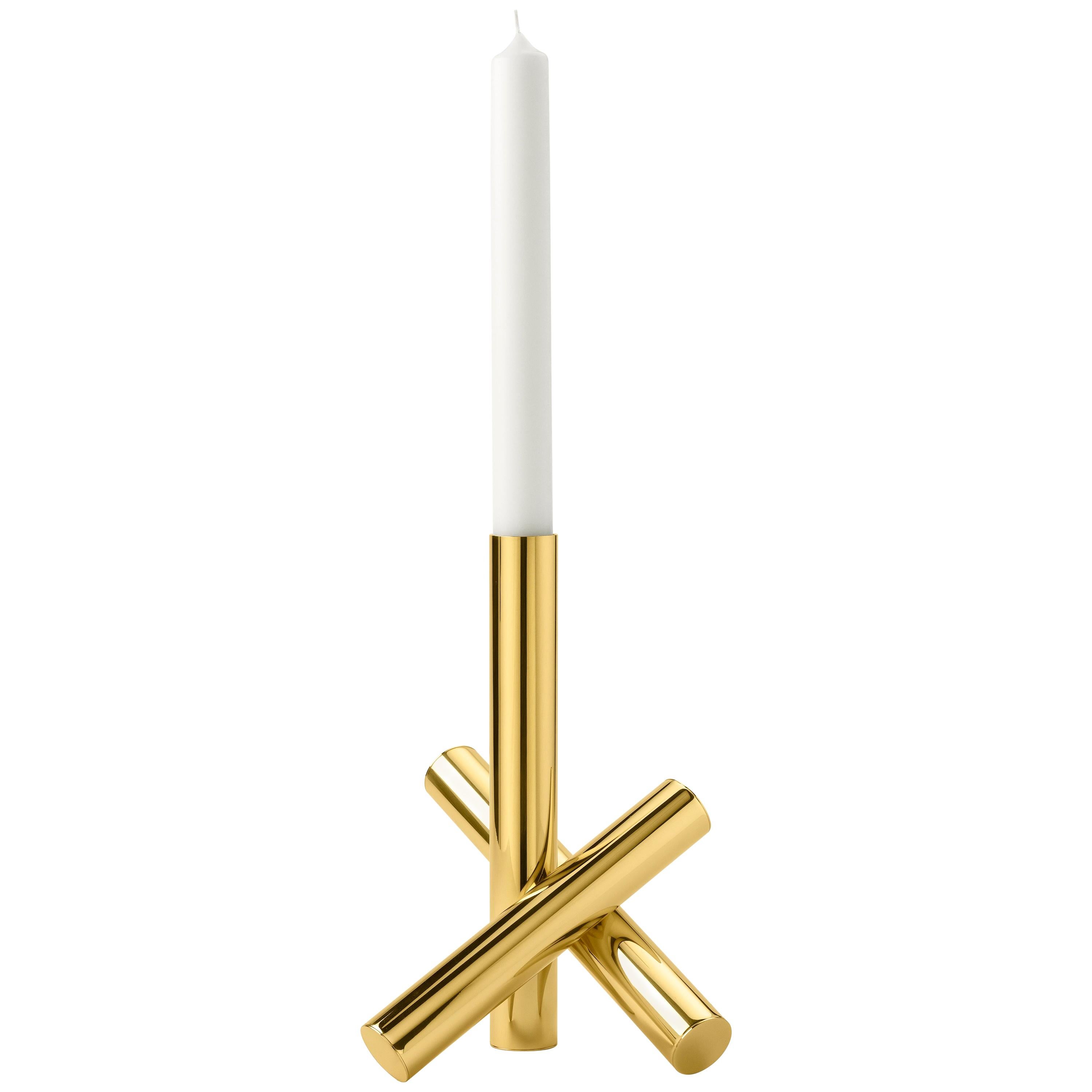 Portacandele Sticks in ottone lucido di Campana Brothers