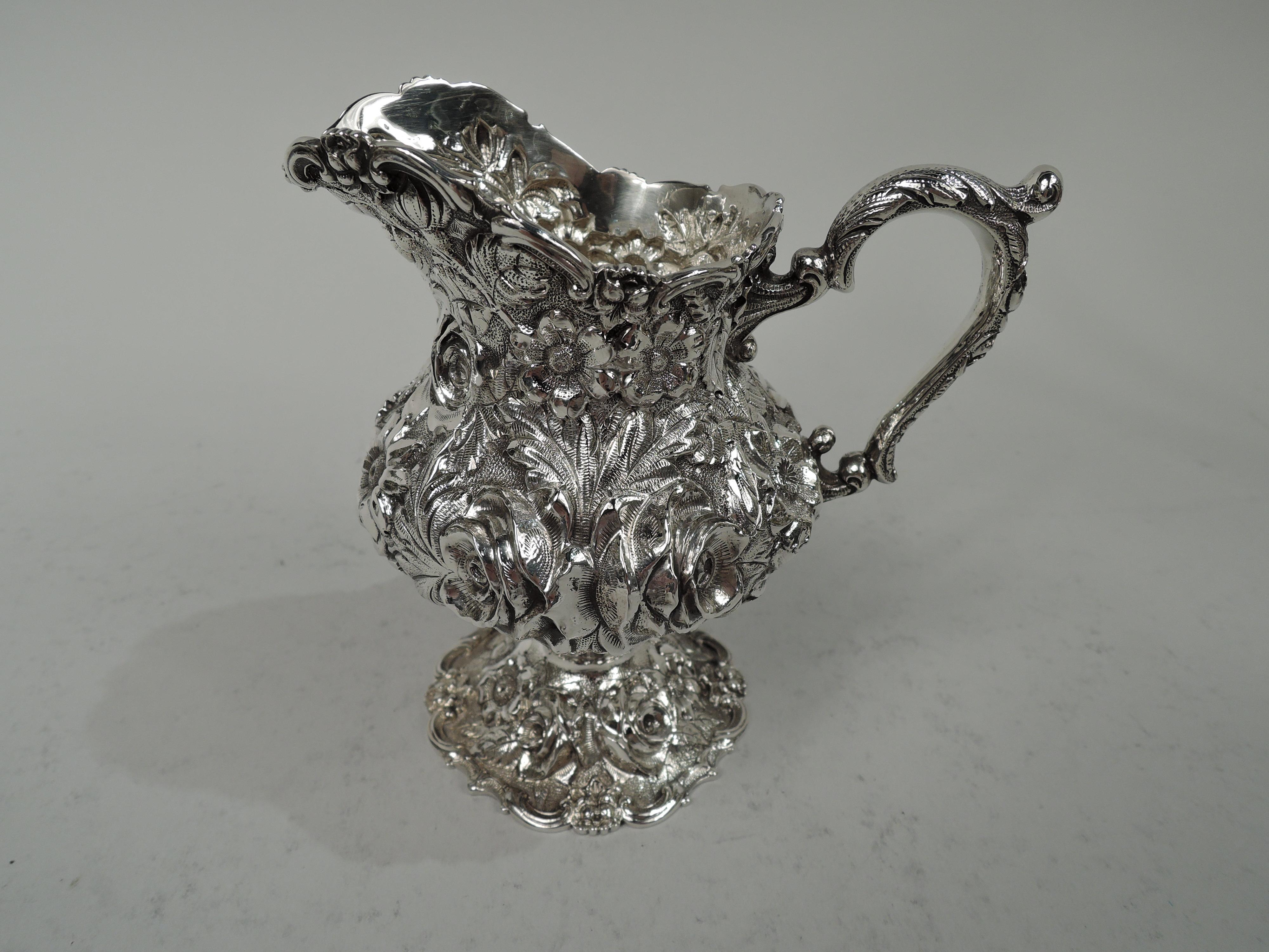 Early 20th Century Stieff Sterling Silver 3-Piece Coffee Set with Baltimore Repousse For Sale