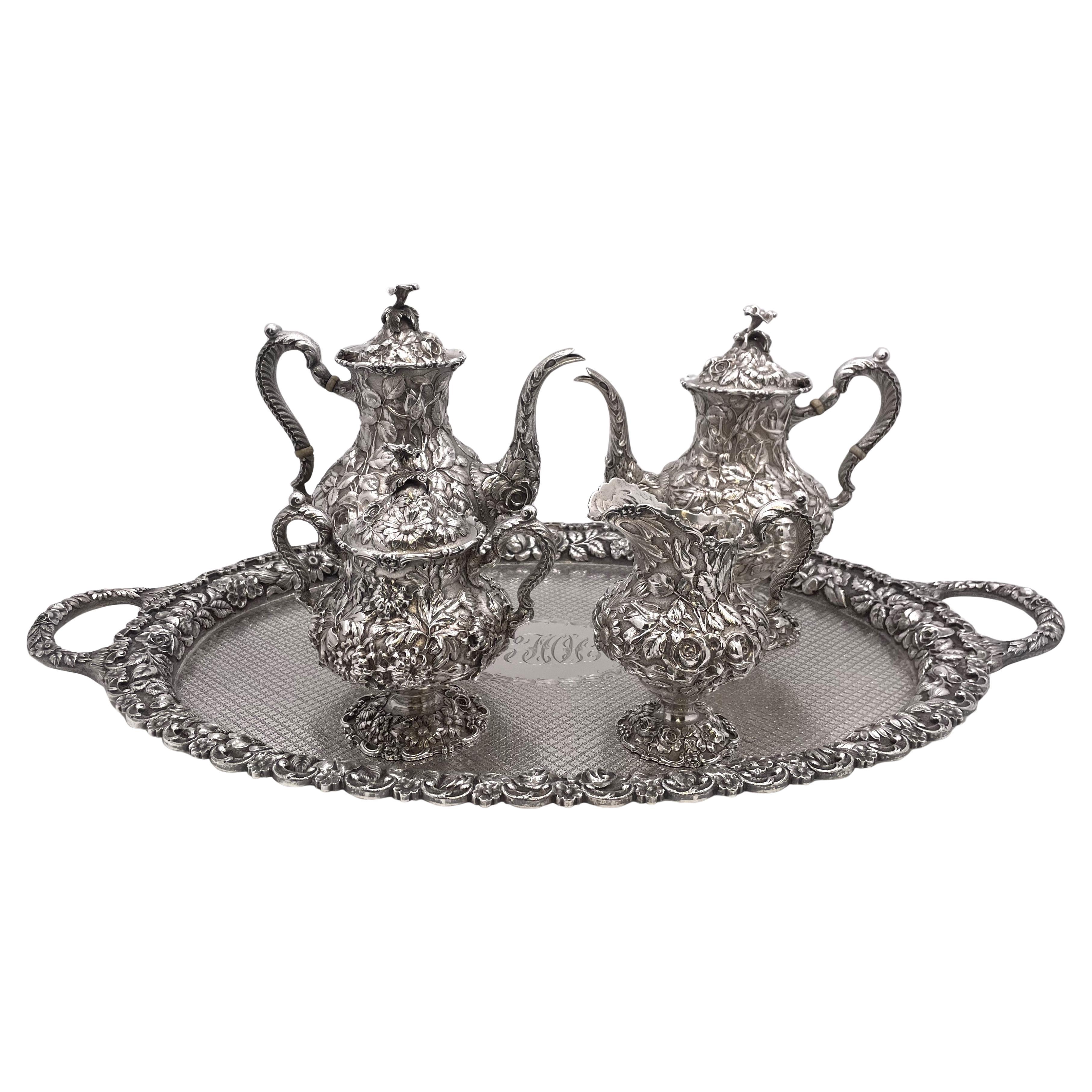 What are the pieces in a silver tea set?