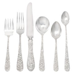 Stieff Sterling Silver Co "ROSE REPOUSSE" sterling silver flatware set
