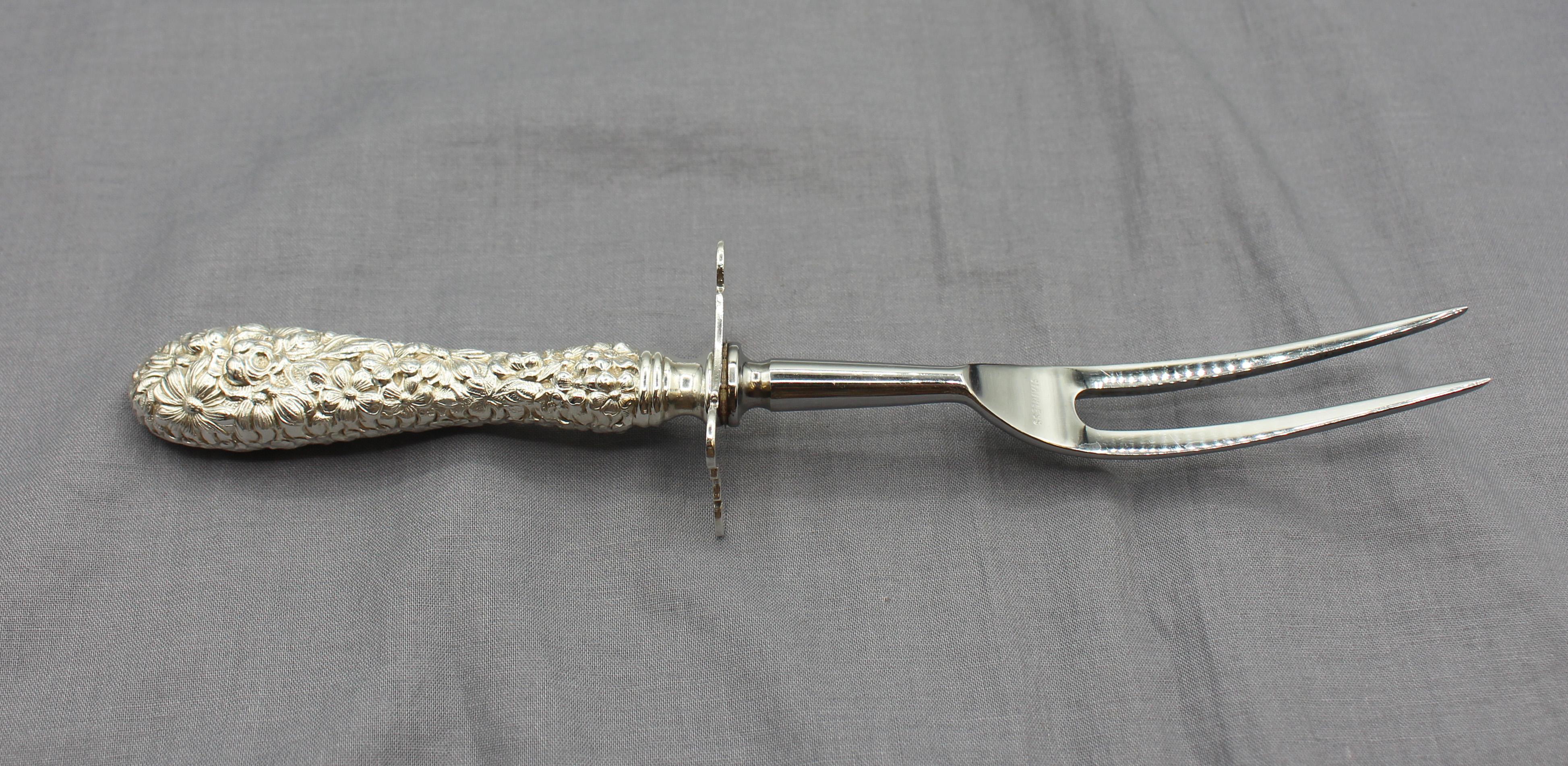 Set à rôtir à manche en argent sterling Stieff, motif 