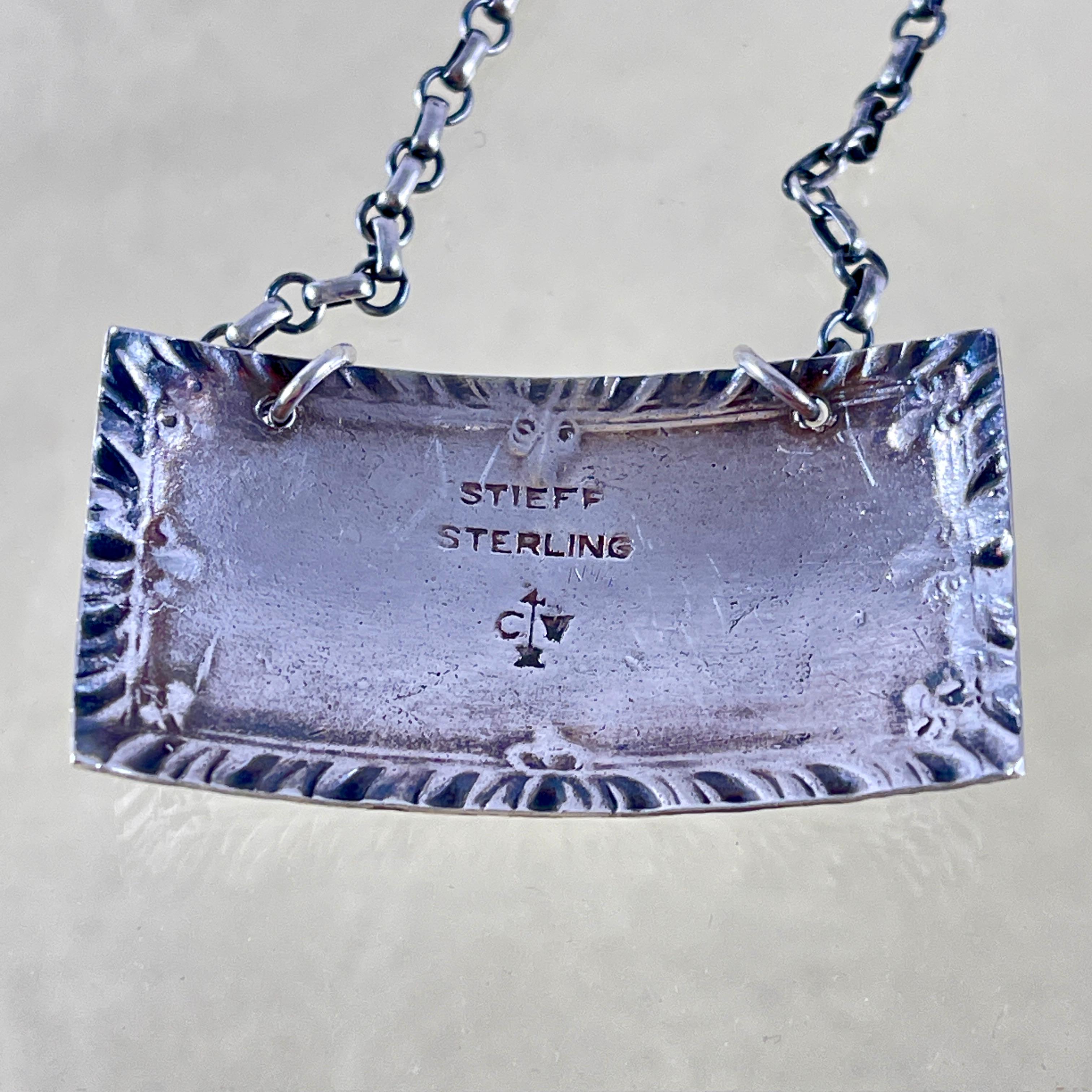 Etiquette de collier en argent Sterling A Silver, Rye - années 1930 en vente 2