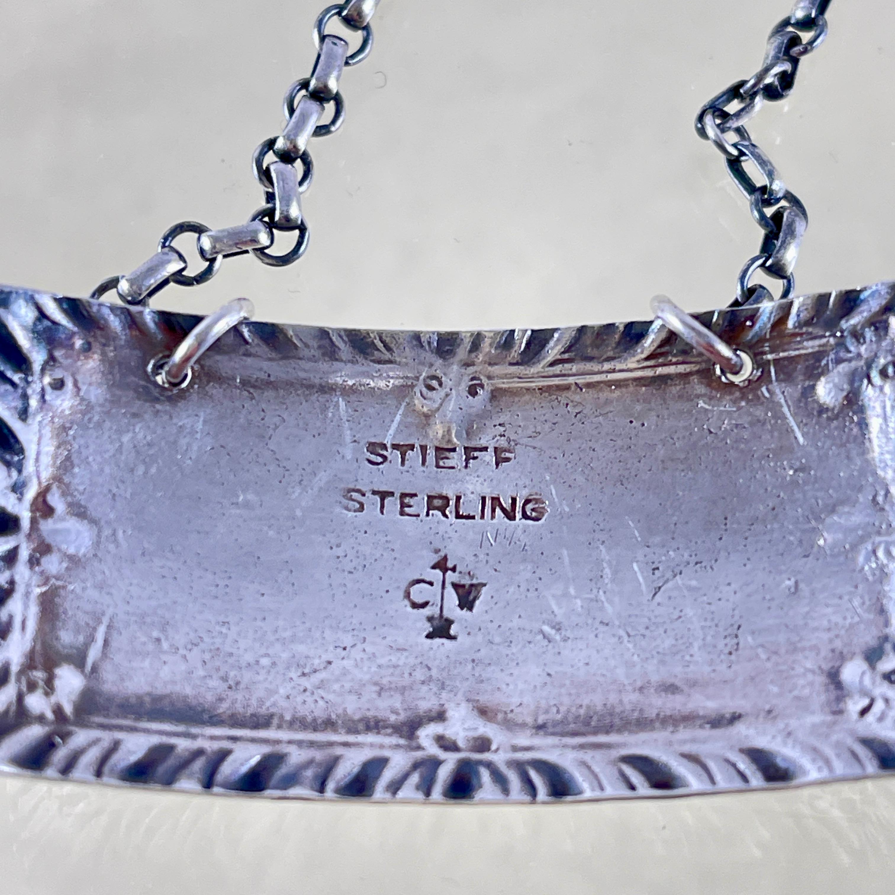 Etiquette de collier en argent Sterling A Silver, Rye - années 1930 en vente 1