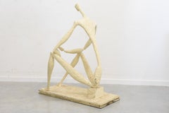 Stievenart Michel Plaster Sculpture "Seated Man" Dated 1960, by Michel Stievenar