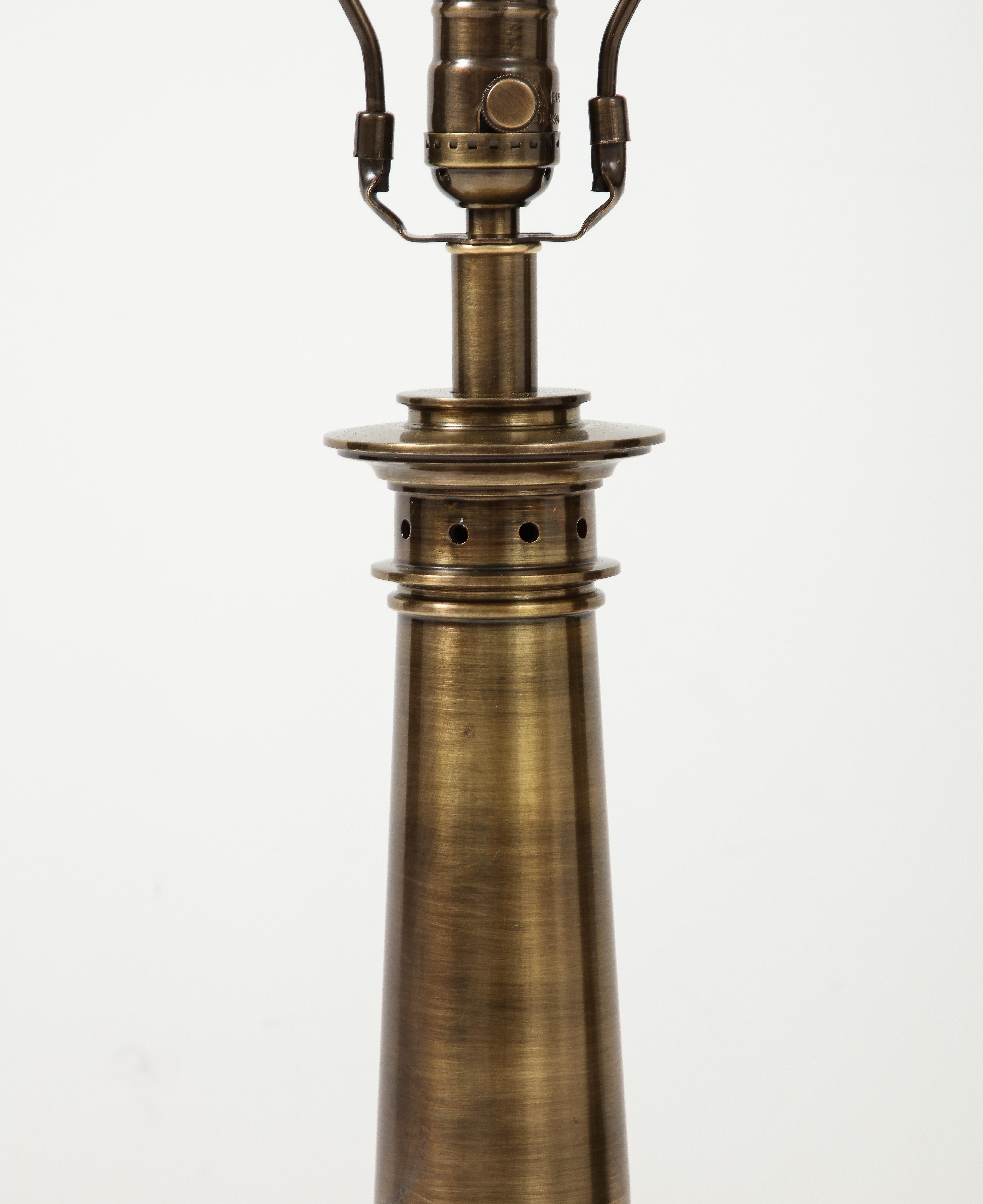Stiffel Aged Brass Lotus Lamps 4