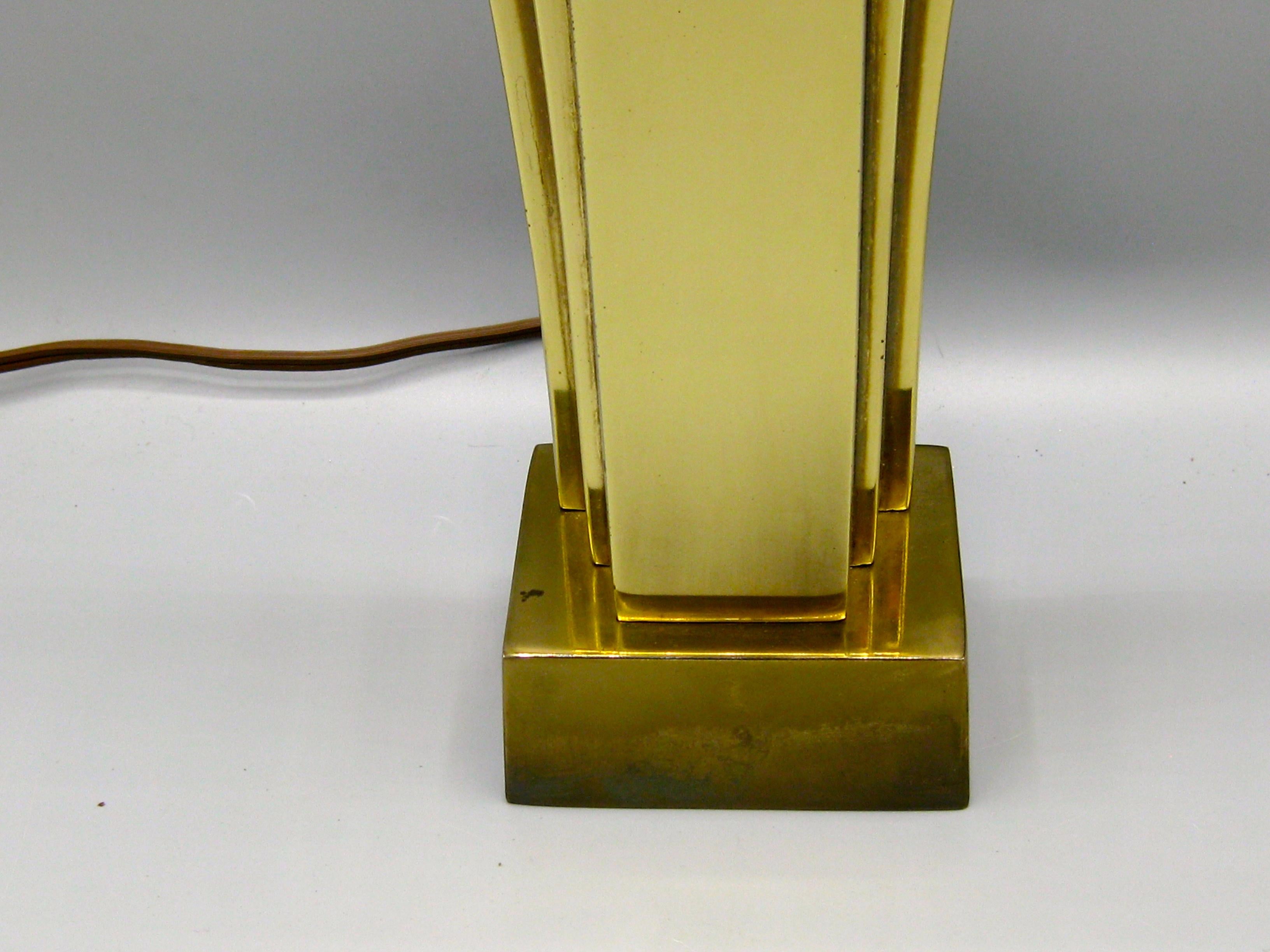 Stiffel Art Deco Revival Brass Desk or Table Fan Lamp Uplight, circa 1970s In Excellent Condition For Sale In San Diego, CA