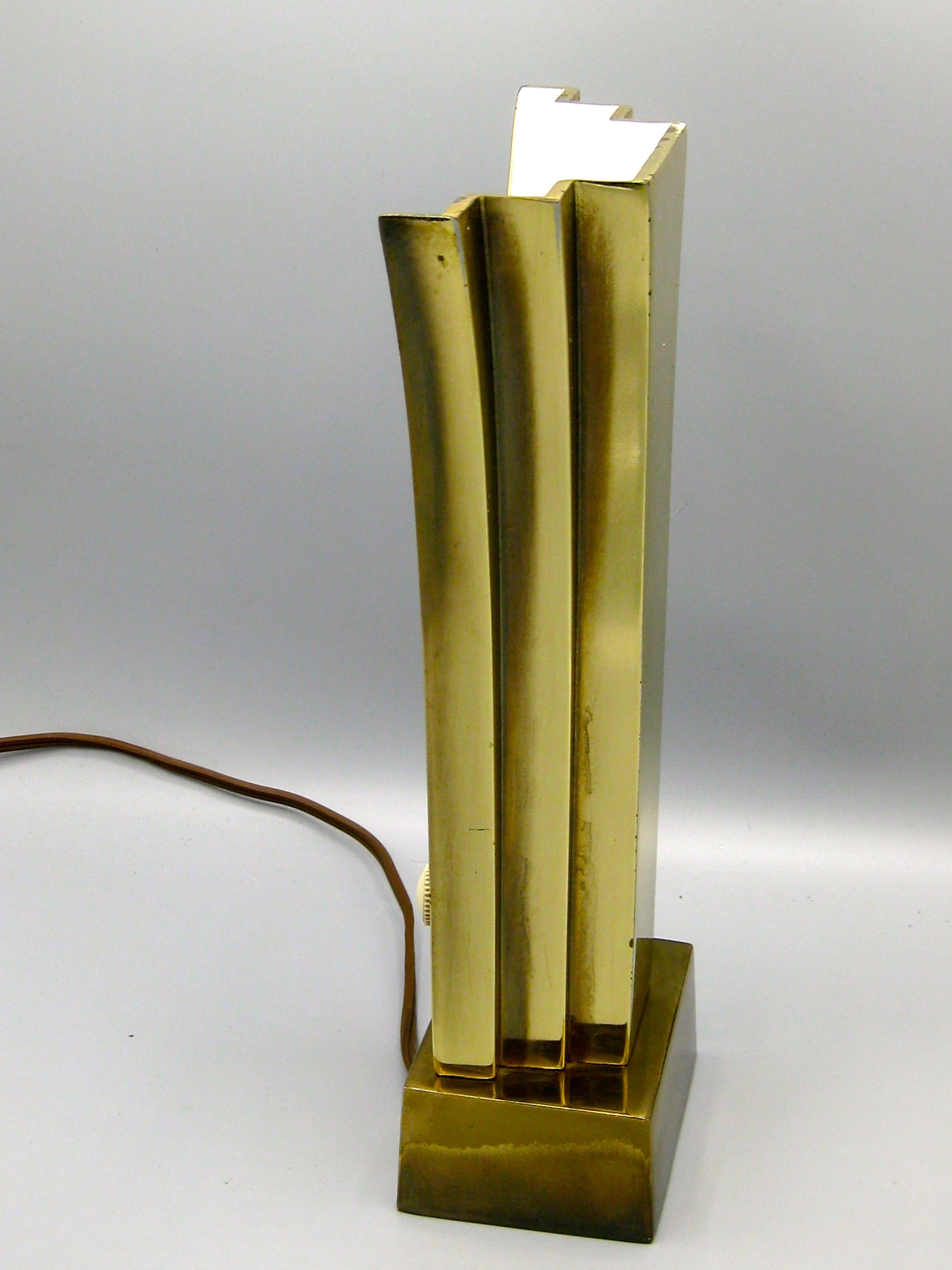 Lampe de bureau ou lampe d'éventail en laiton Stiffel de style néo-Art déco, circa 1970 en vente 2