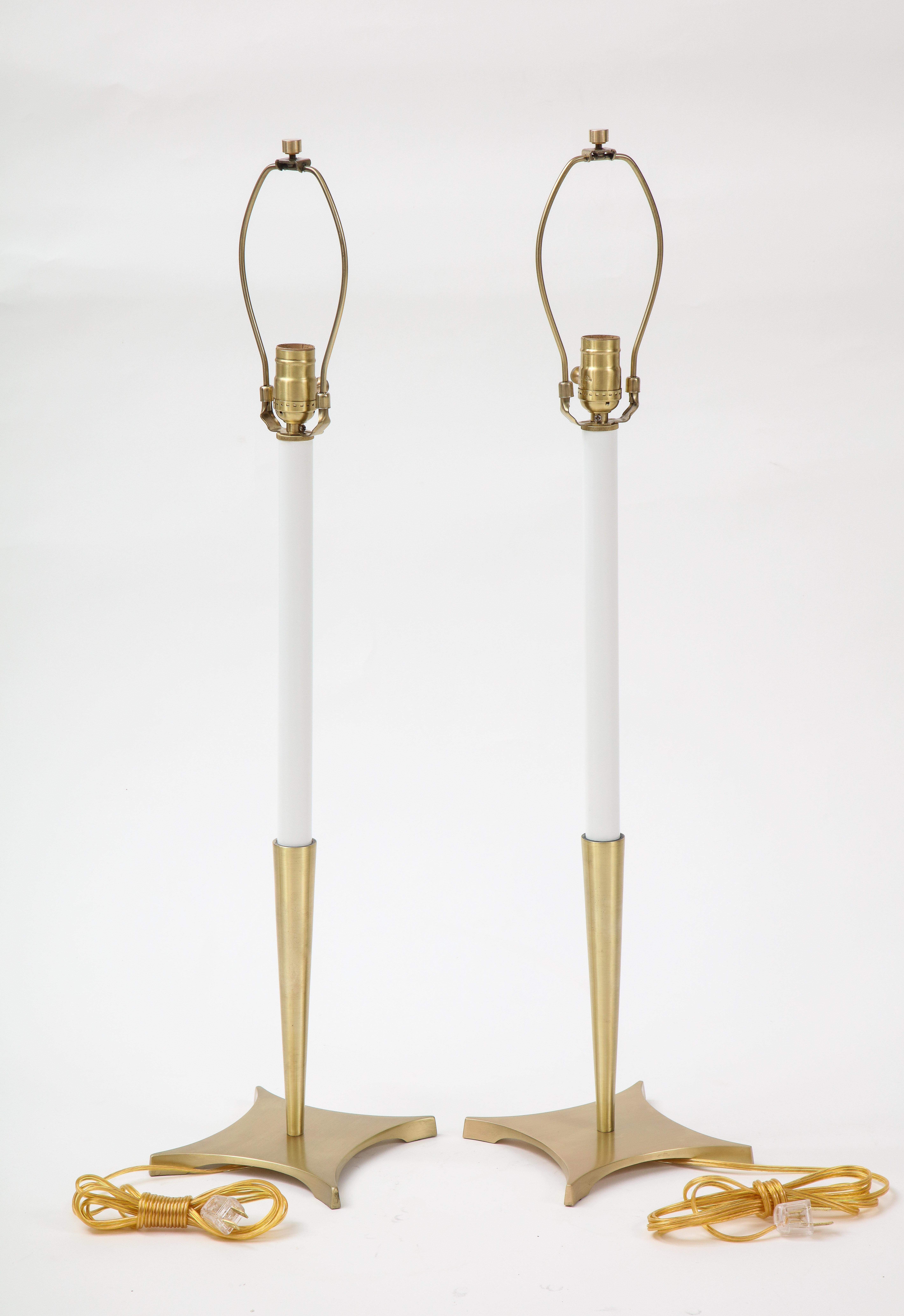 American Classical Stiffel Brass Candlestick Lamps For Sale