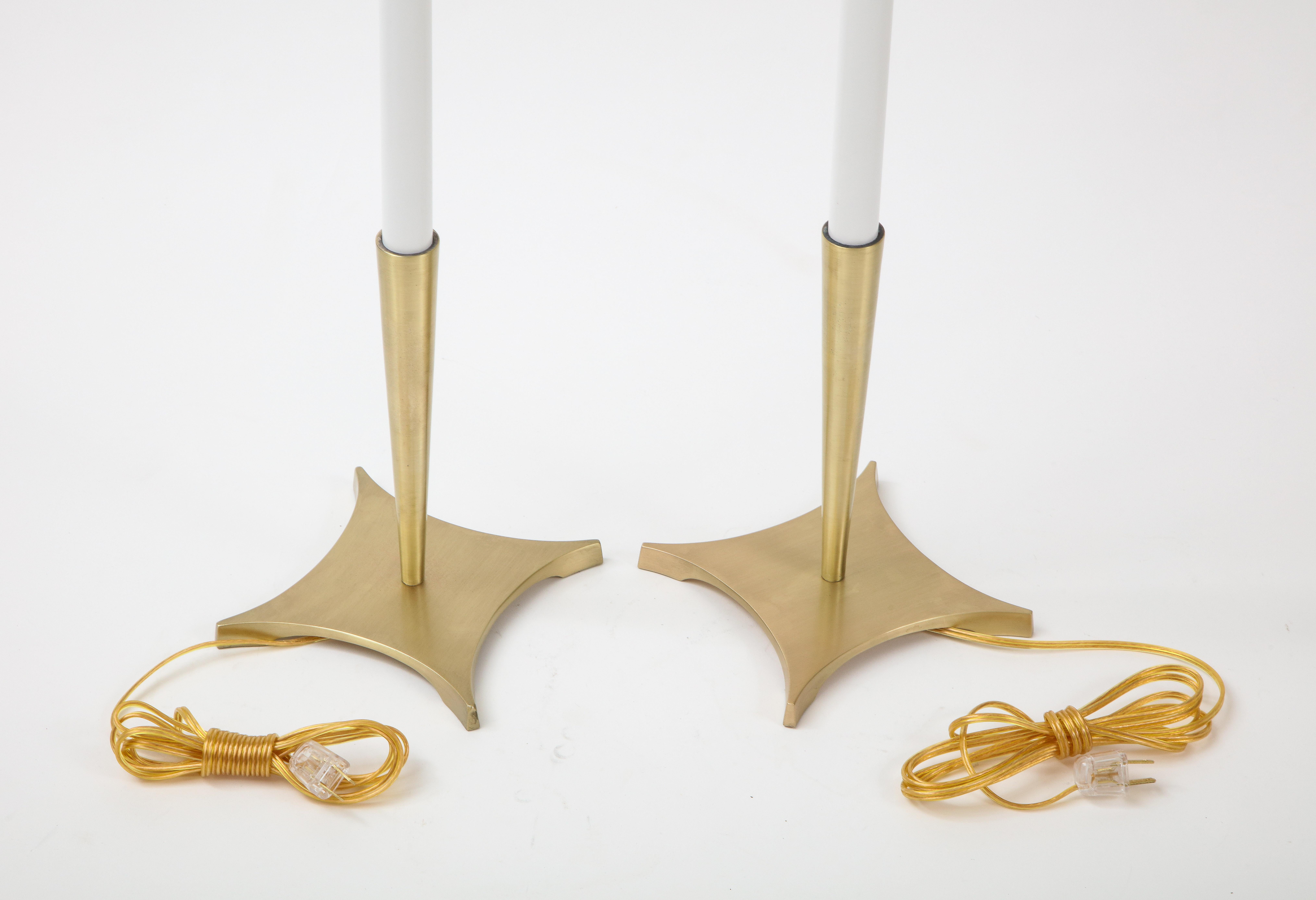 Stiffel Brass Candlestick Lamps In Good Condition For Sale In New York, NY