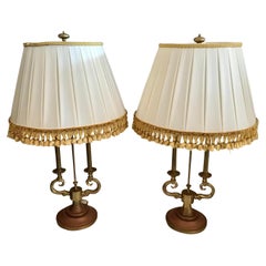 Stiffel Brass Lamps with Jansen Lamp Shades, a Pair