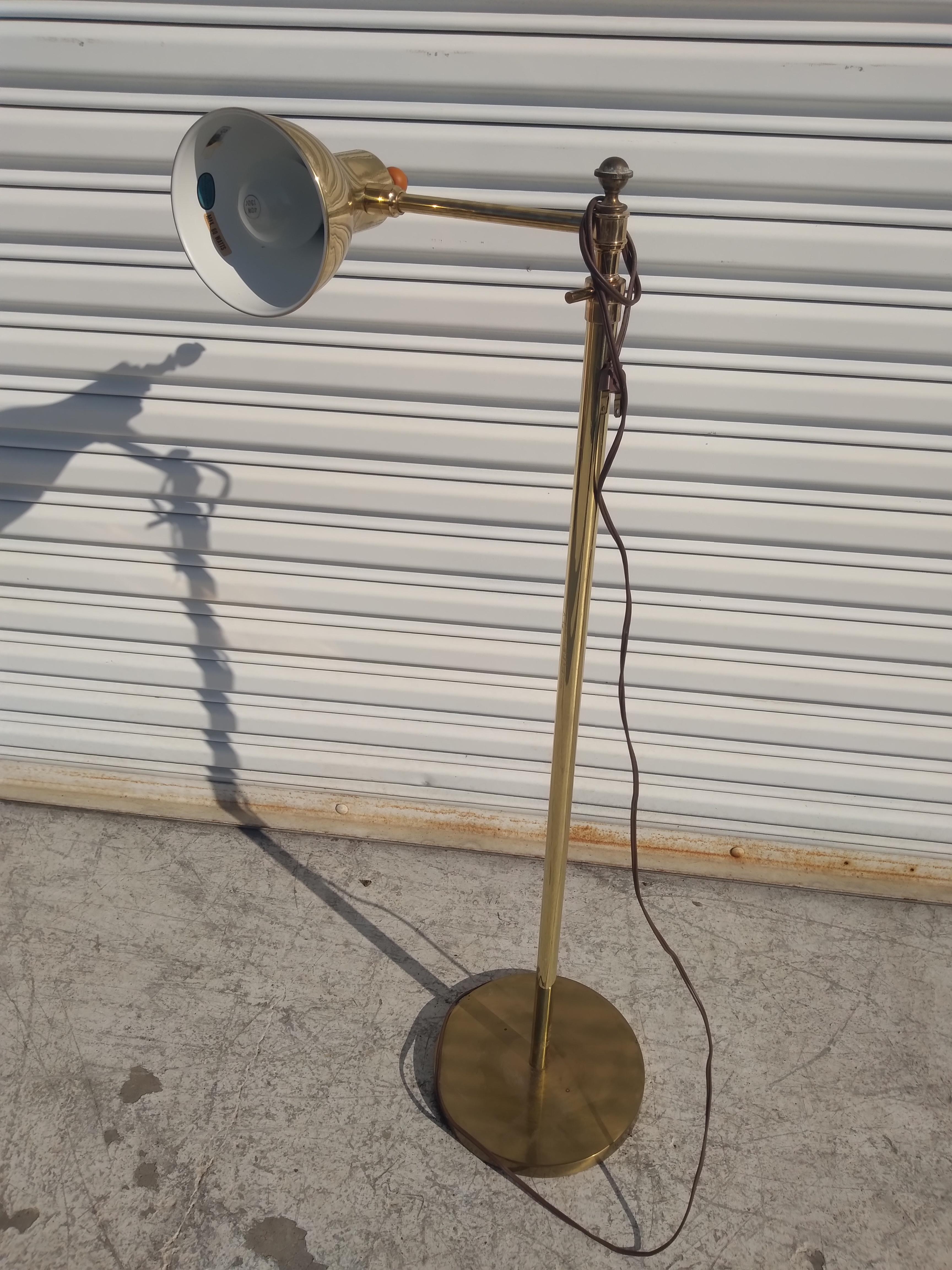 20th Century Stiffel Brass Swivel Arm Floor Lamp For Sale