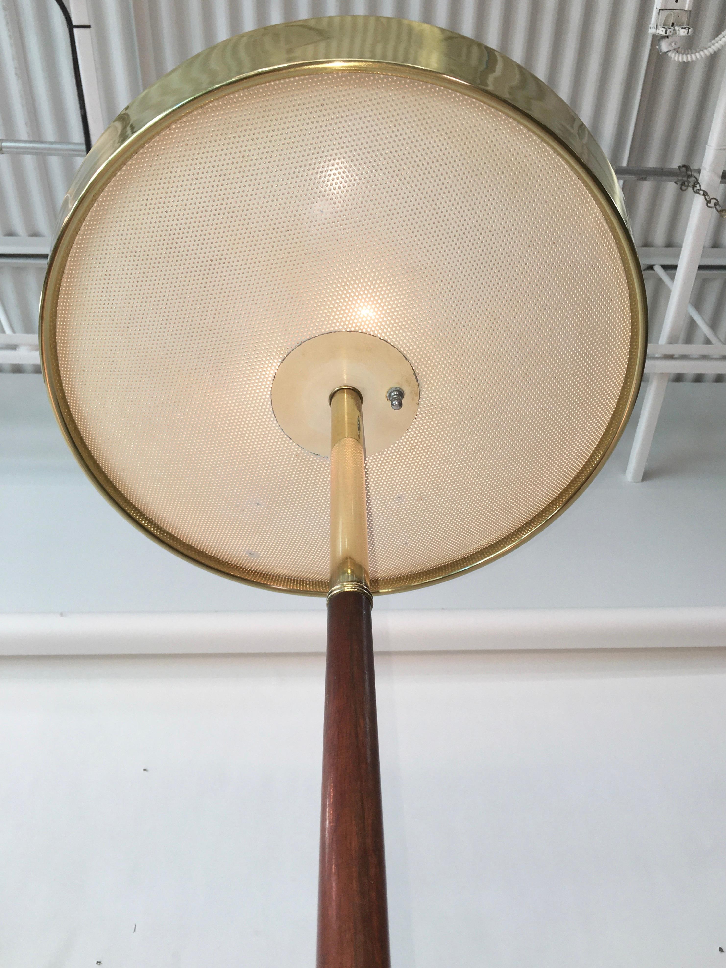Mid-Century Modern Stiffel Brass and Walnut Floor Lamp